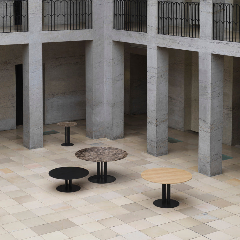 Round cafe table Scala black veneered top with a black base