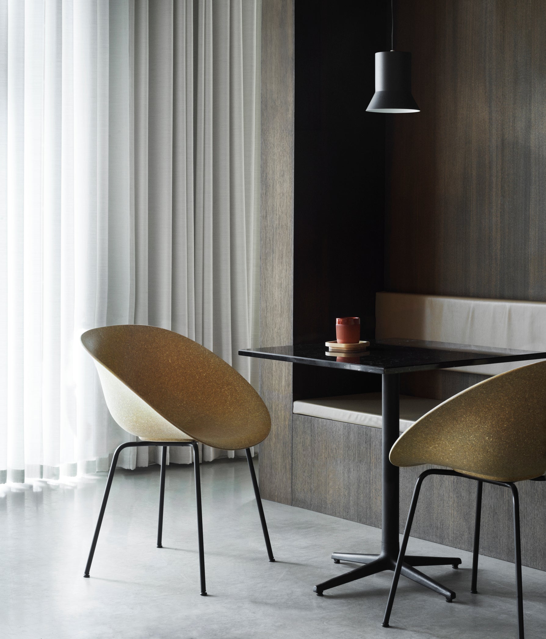Armchair Mat Chair Beige with a black base