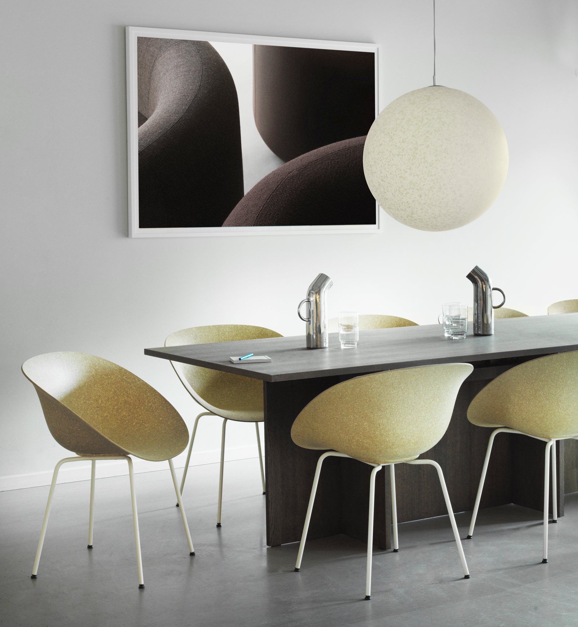 Armchair Mat Chair Beige with a black base