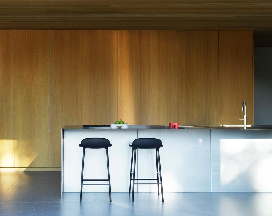 Hocker forms warm gray with a chrome base