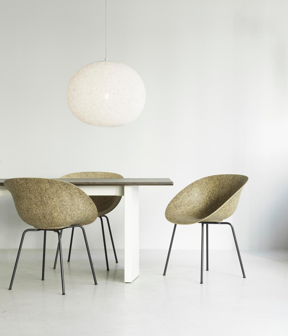 Armchair Mat Chair Beige with a black base