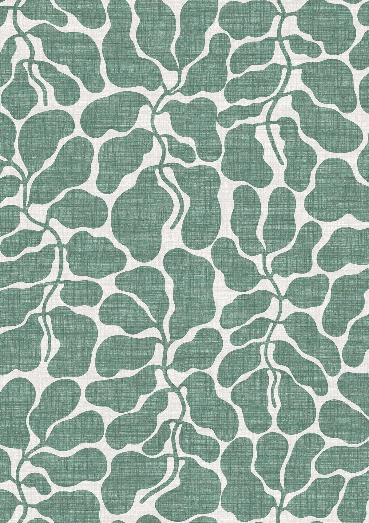 Non-woven paper wallpaper with a botanical pattern MY SECRET GARDEN green with white