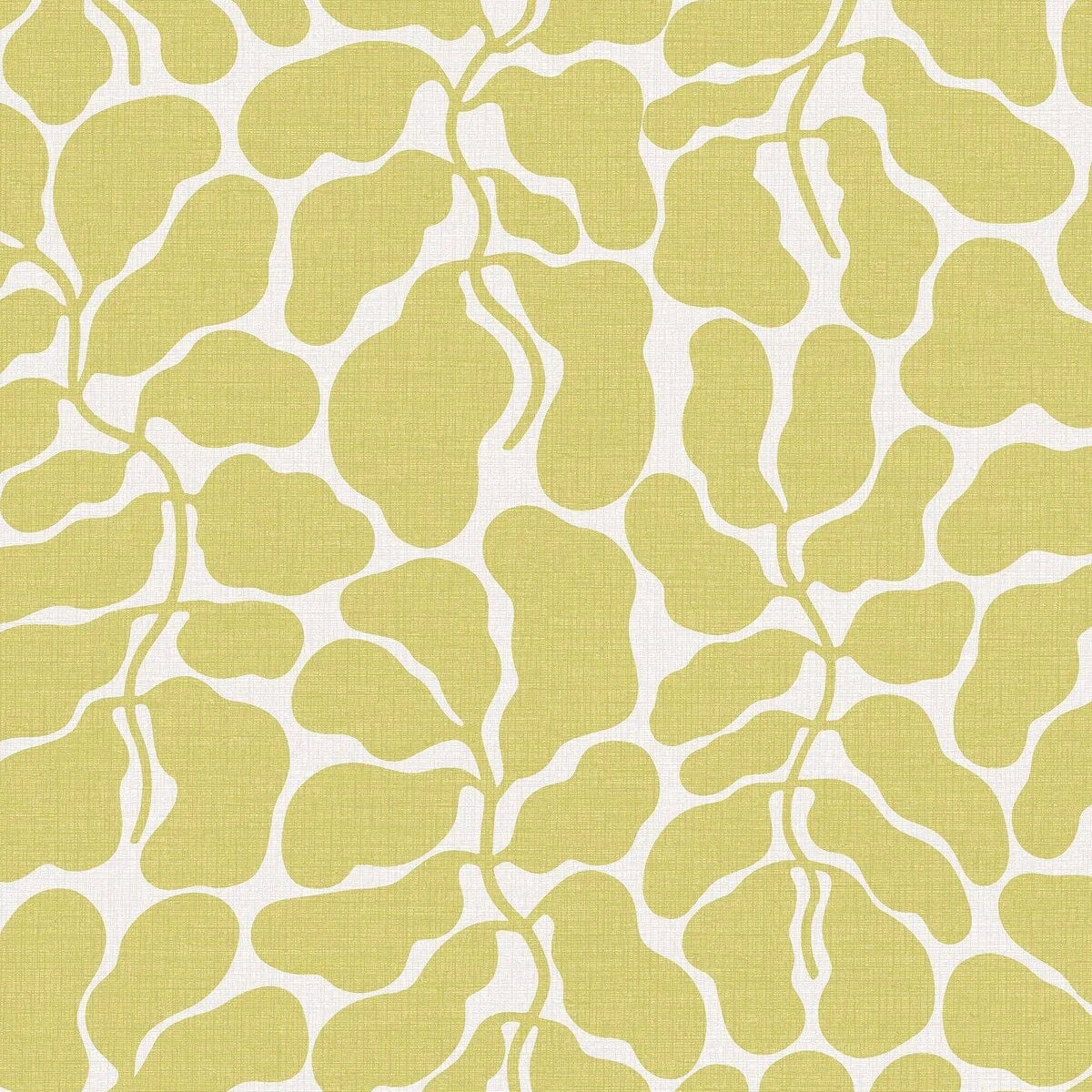 Non-woven paper wallpaper with a floral pattern MY SECRET GARDEN yellow with white