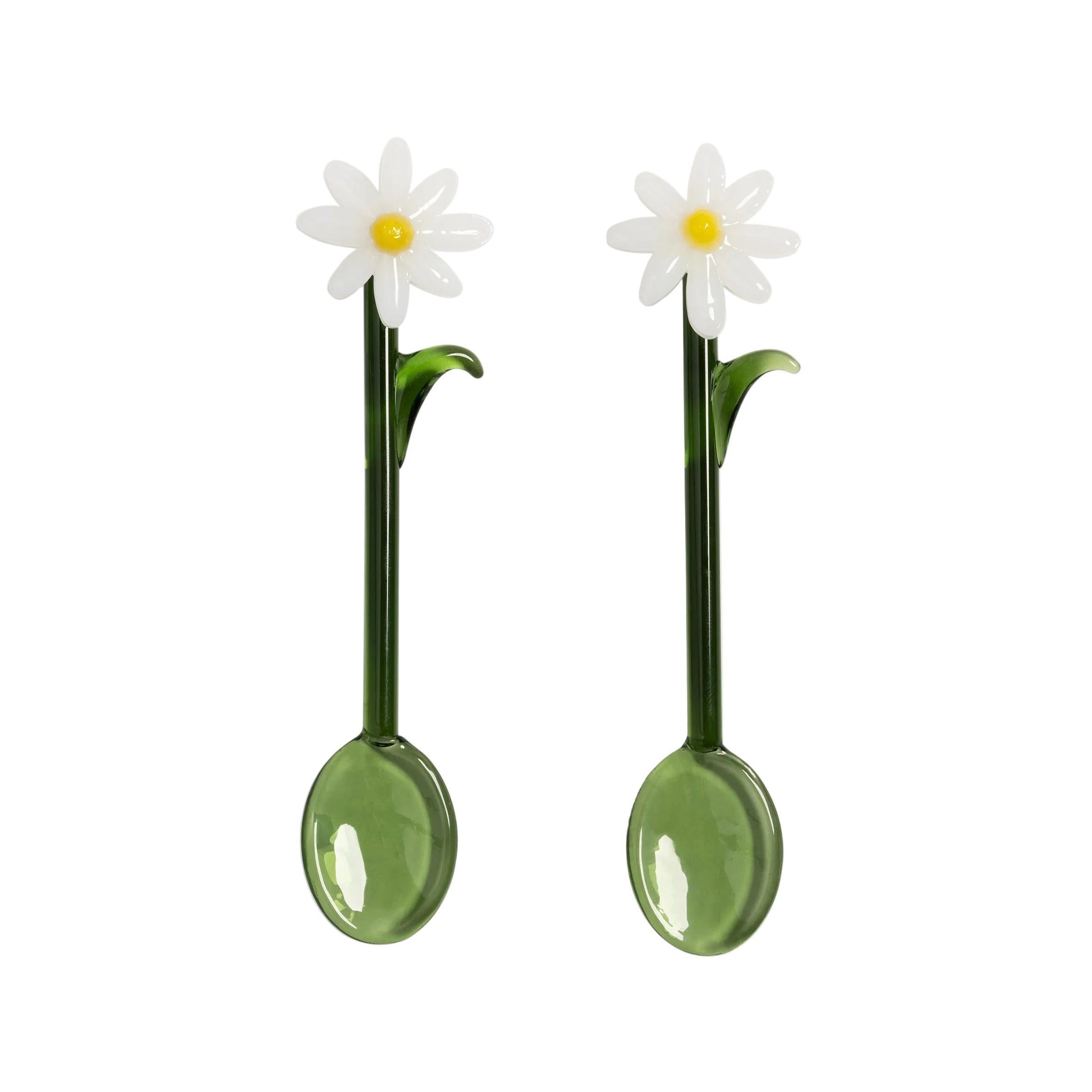 FLORA green and white teaspoons