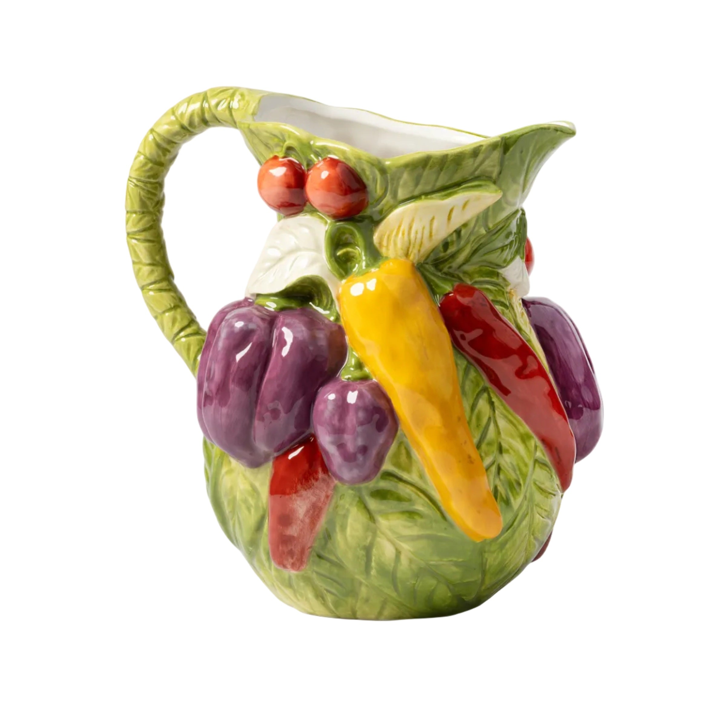 LEGUME PEPPER green jug with yellow and red