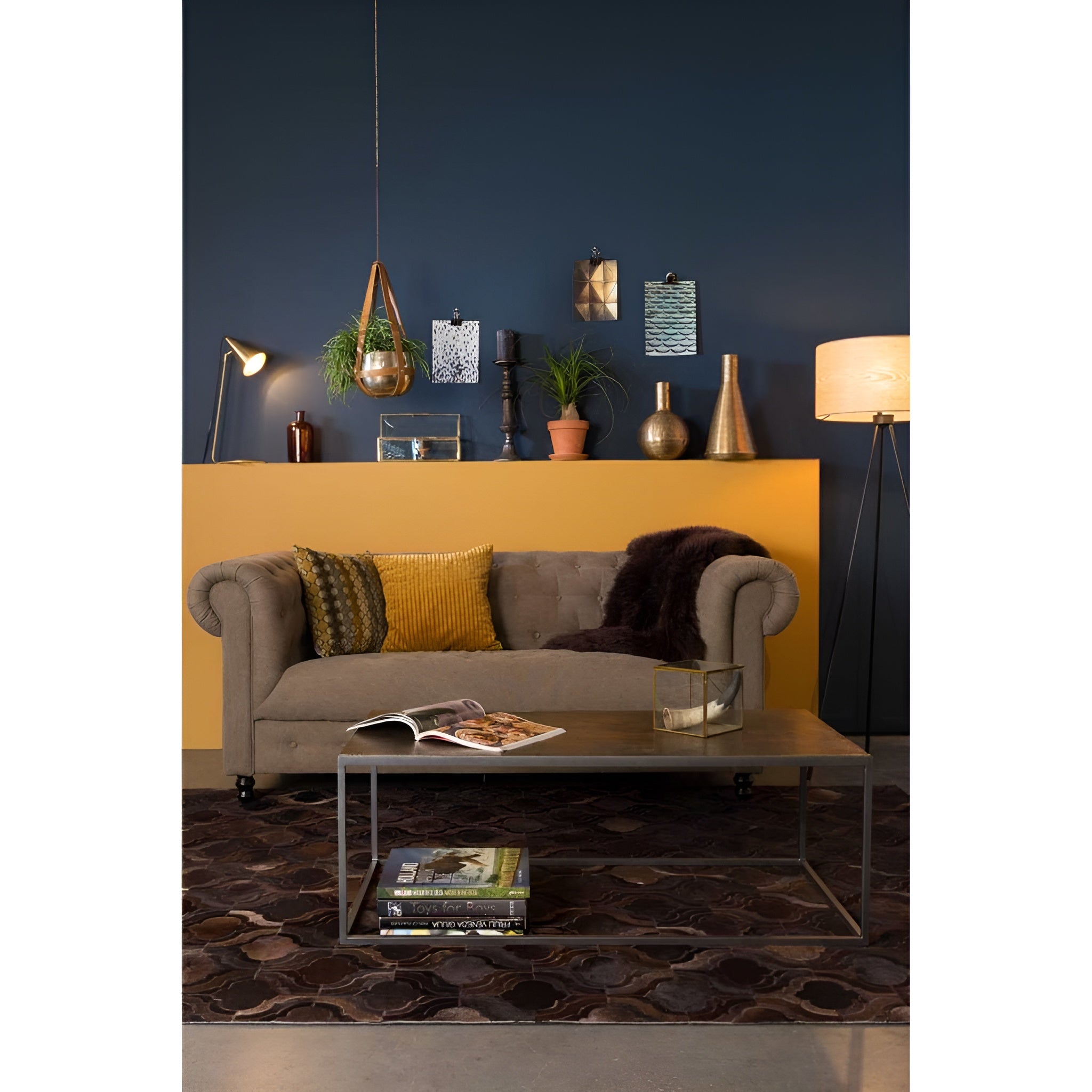 LEE dark brown coffee table with a black base