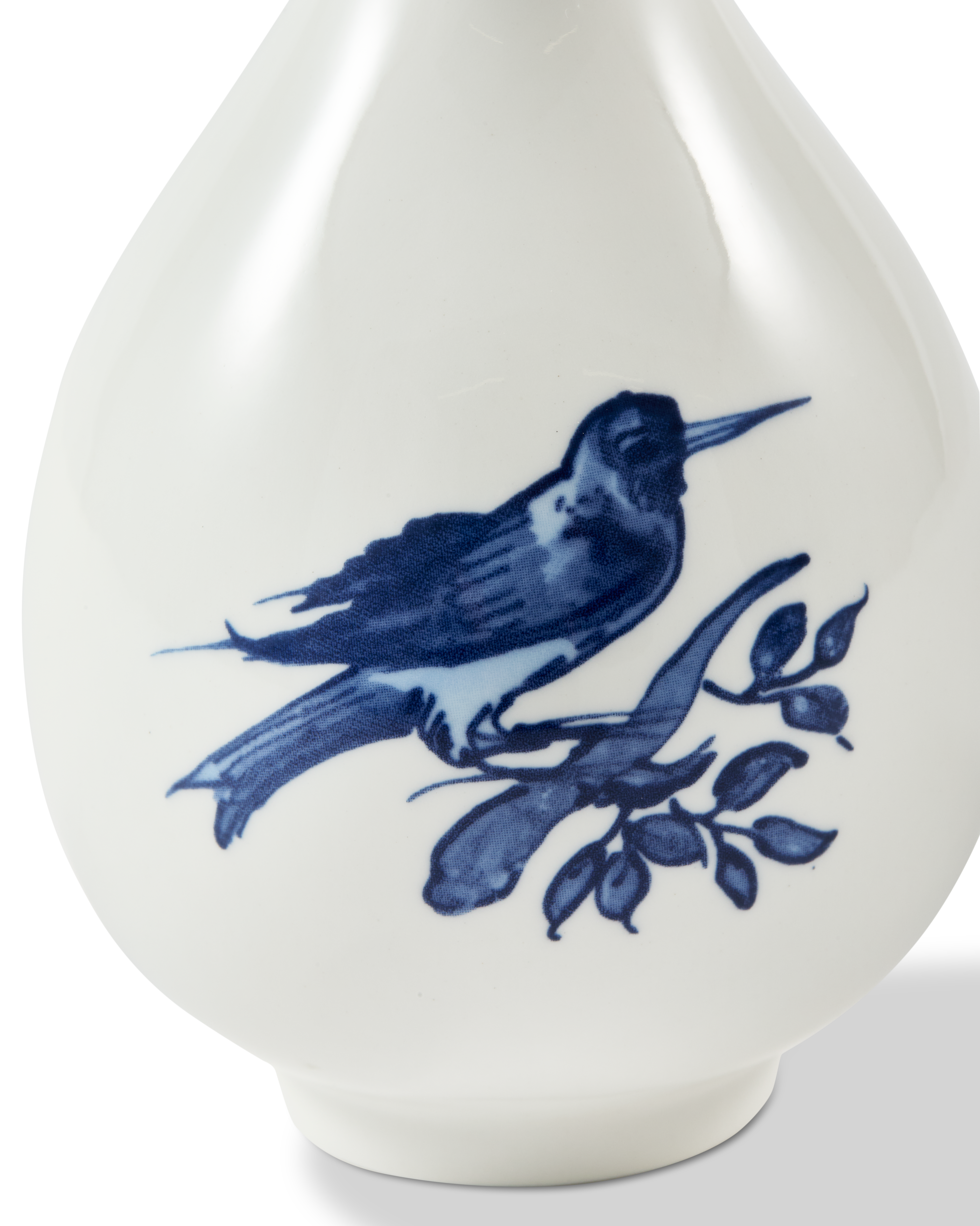 SMALL BIRD White Vase with Orange and Blue