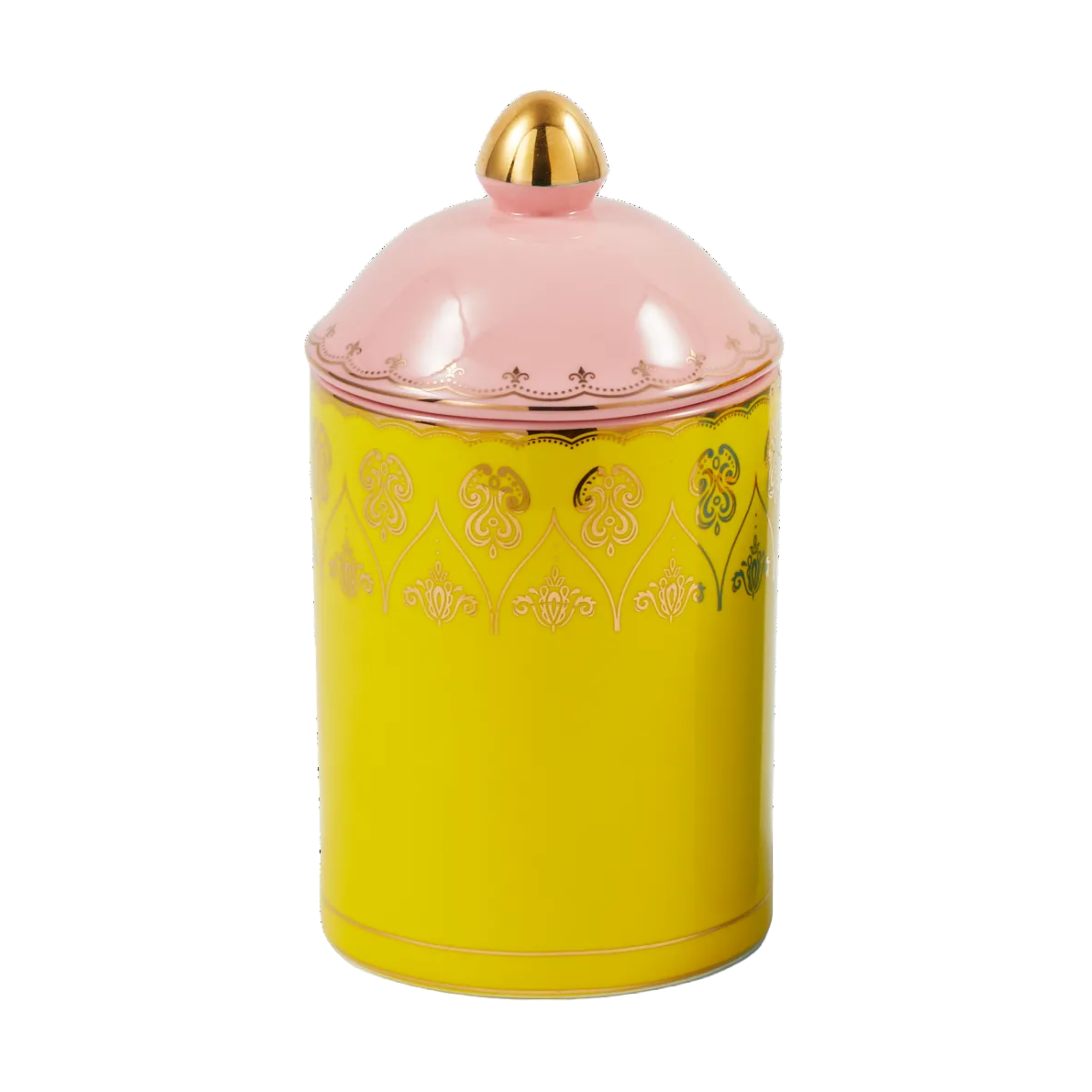 Grandpa Yellow Porcelain Jar with Pink