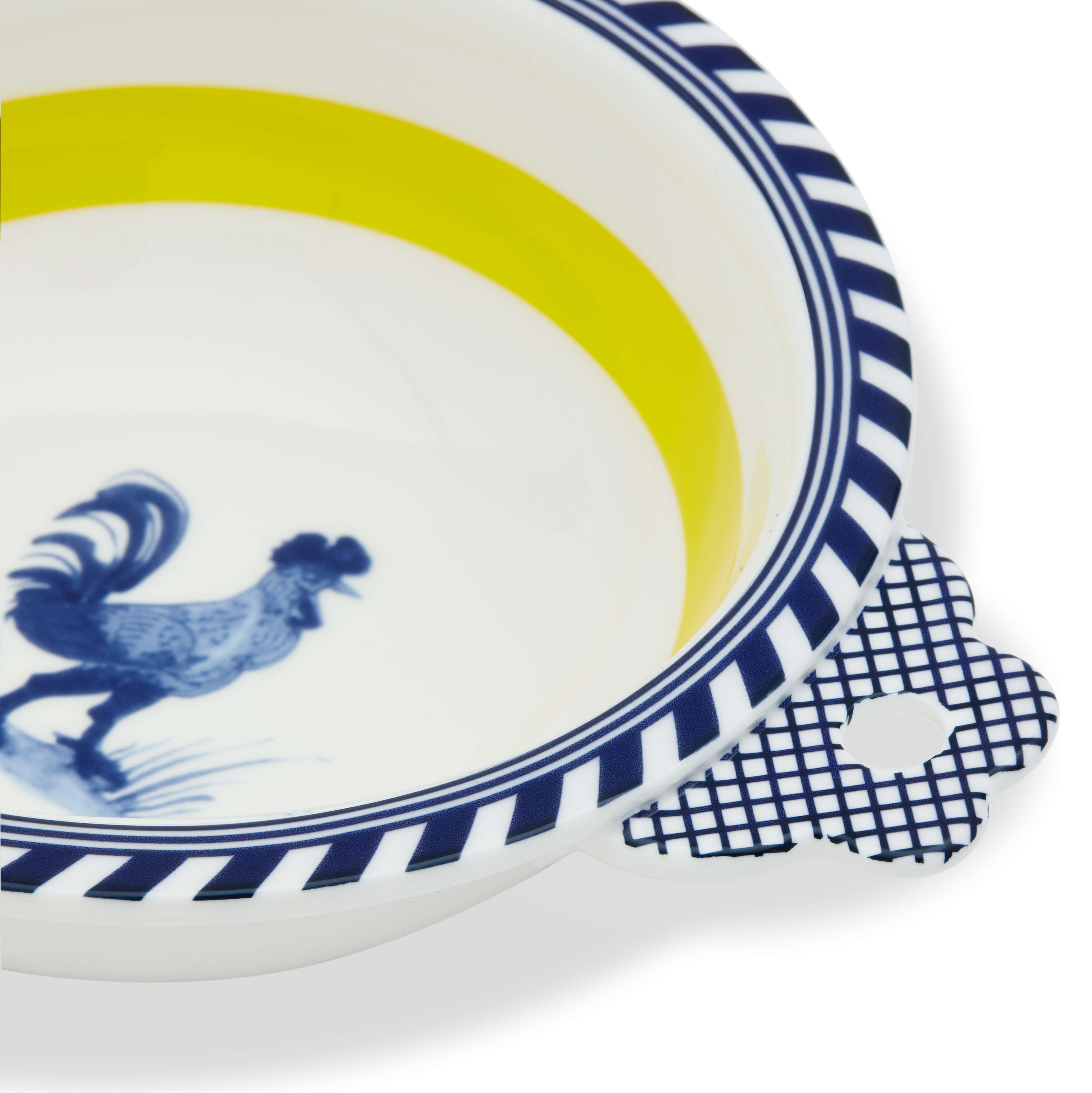 BIRD bowl white with yellow and blue