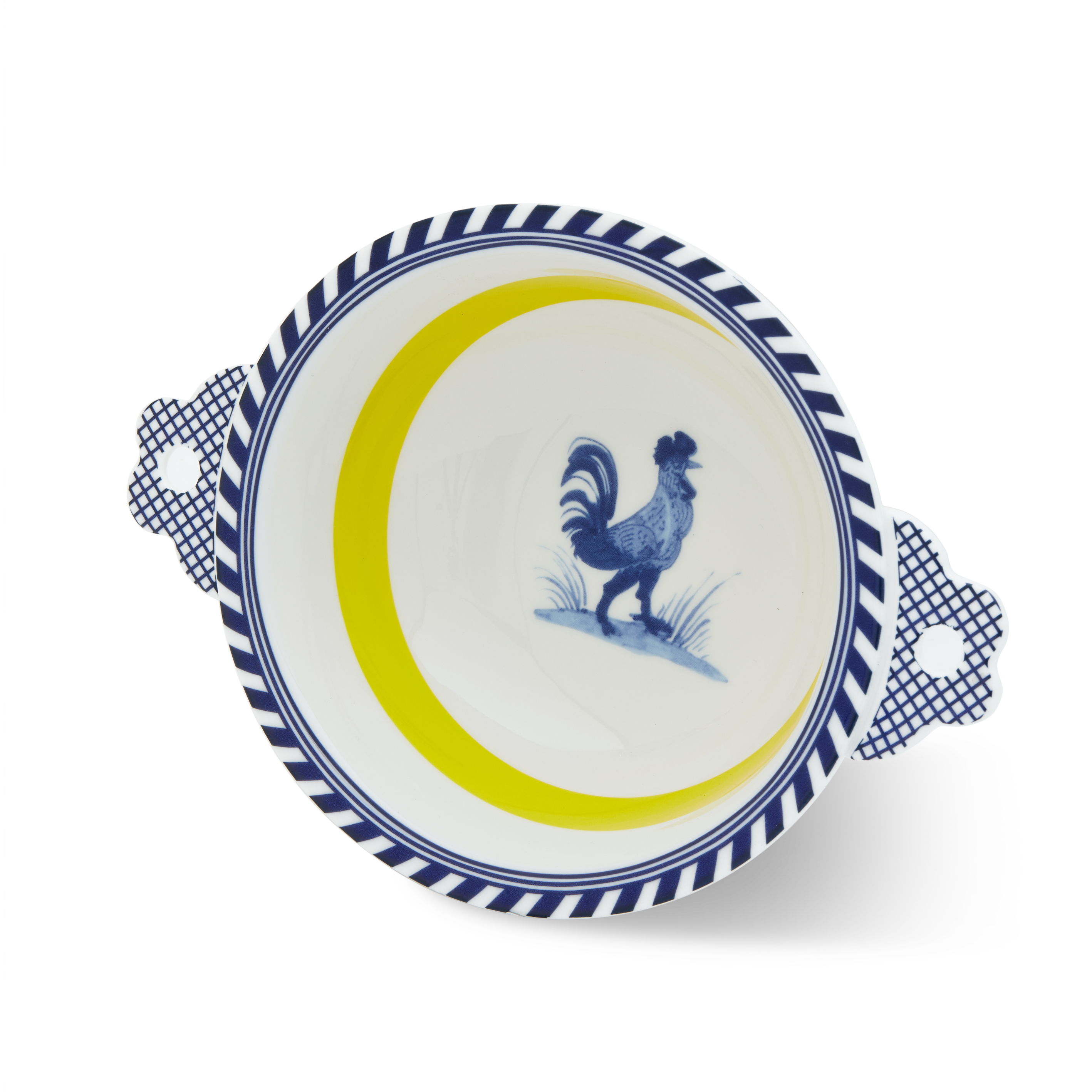 BIRD bowl white with yellow and blue