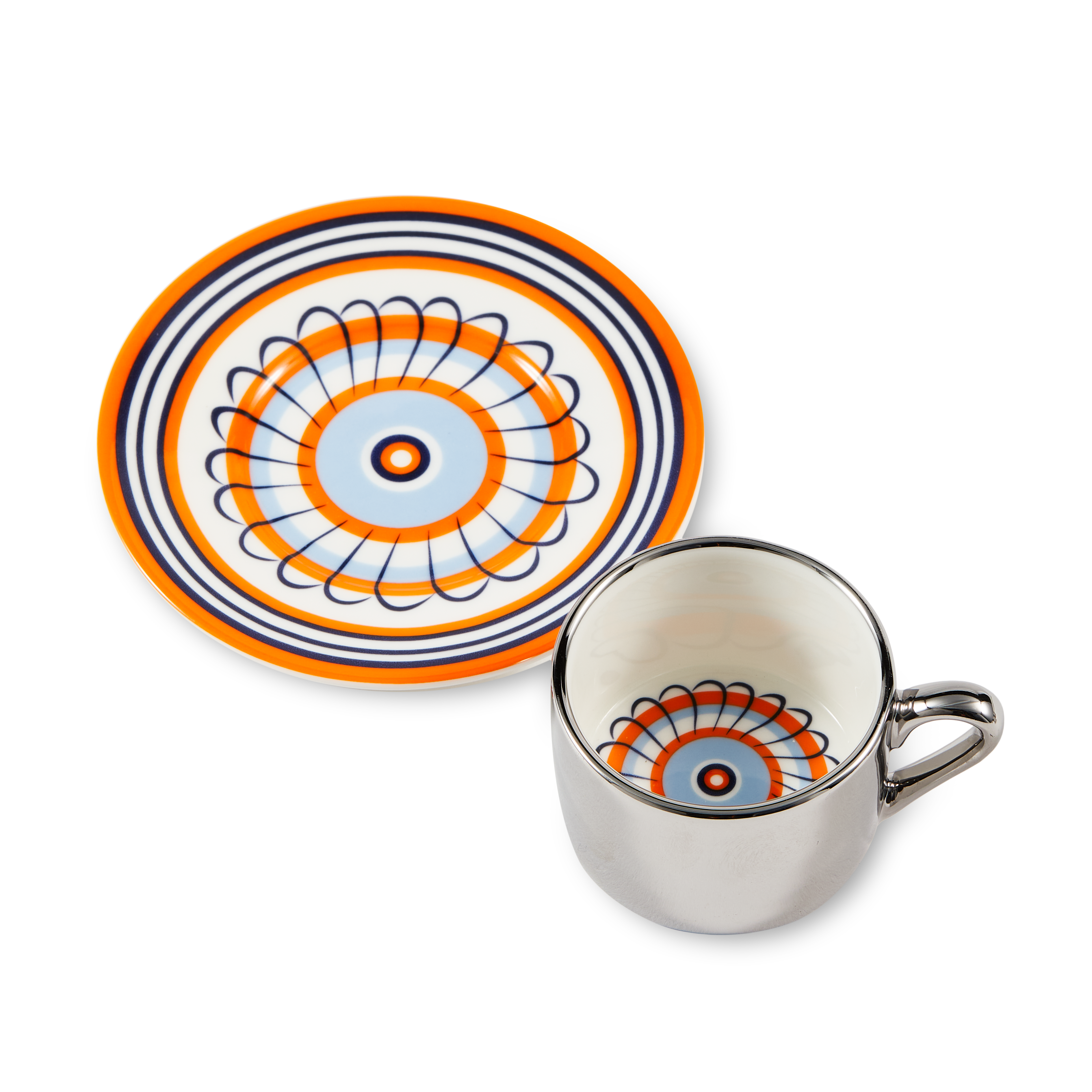 FLORAL Orange and Blue Espresso Cup Set