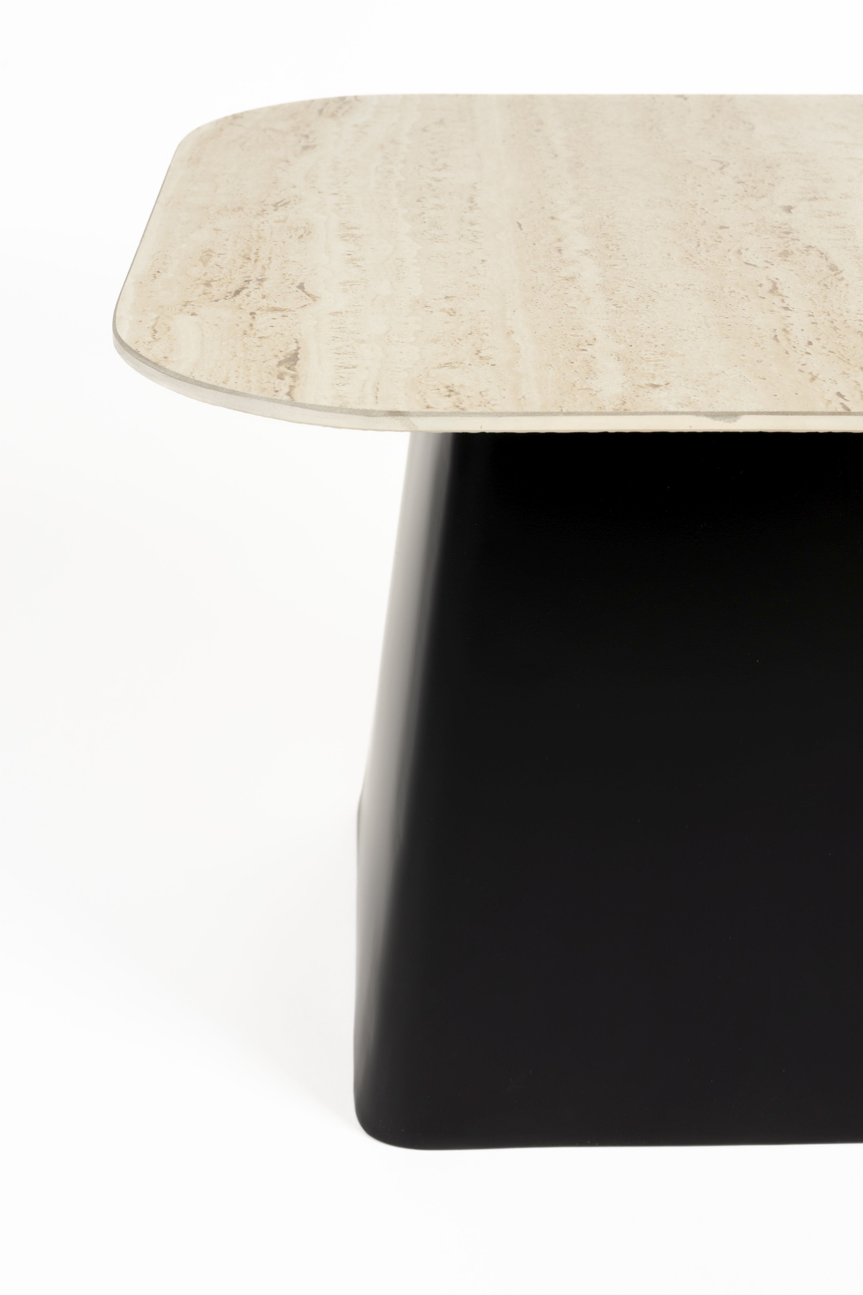 Schwarzer Balken -Tisch mit einem beige Top