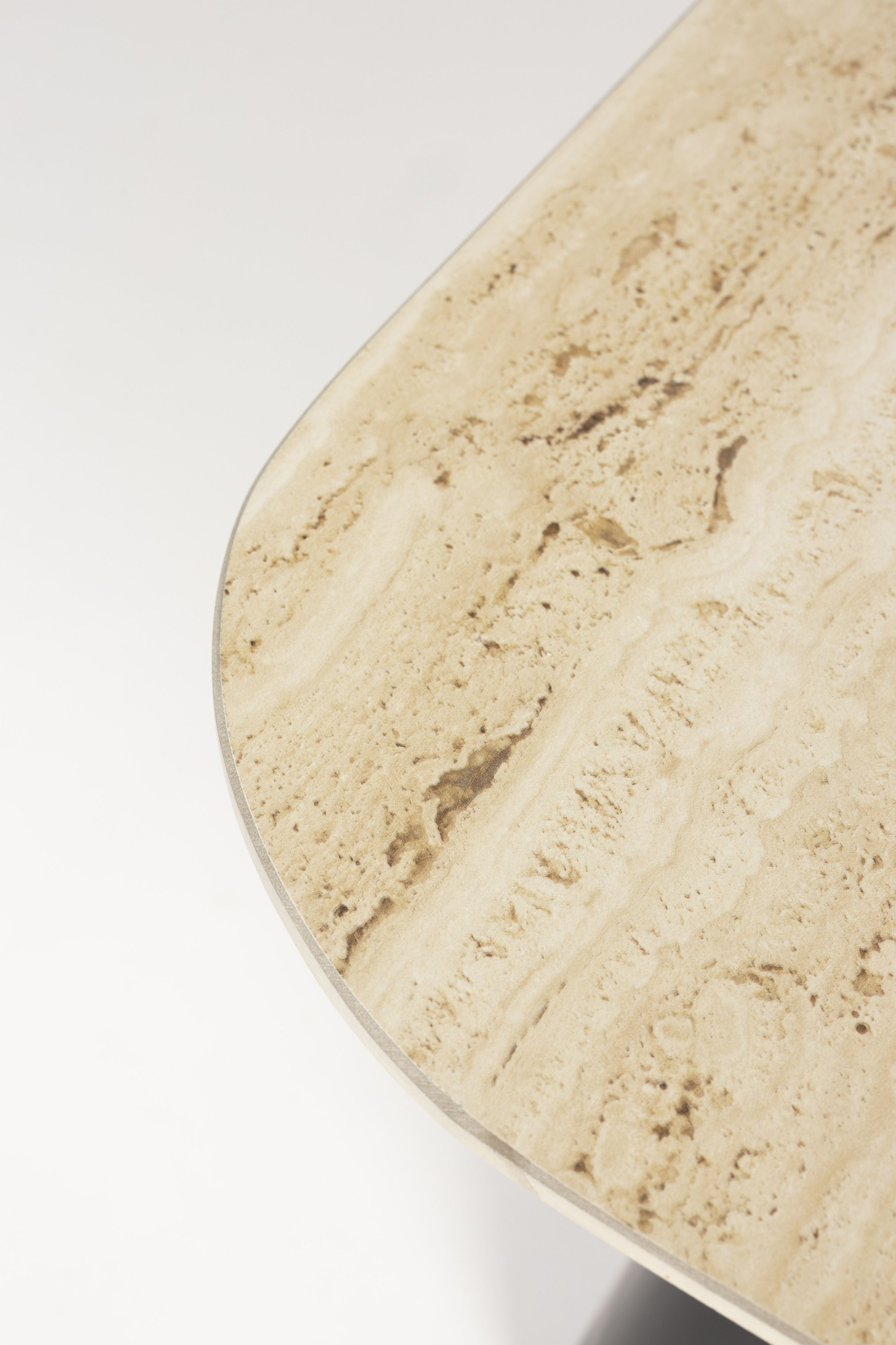 Schwarzer Balken -Tisch mit einem beige Top
