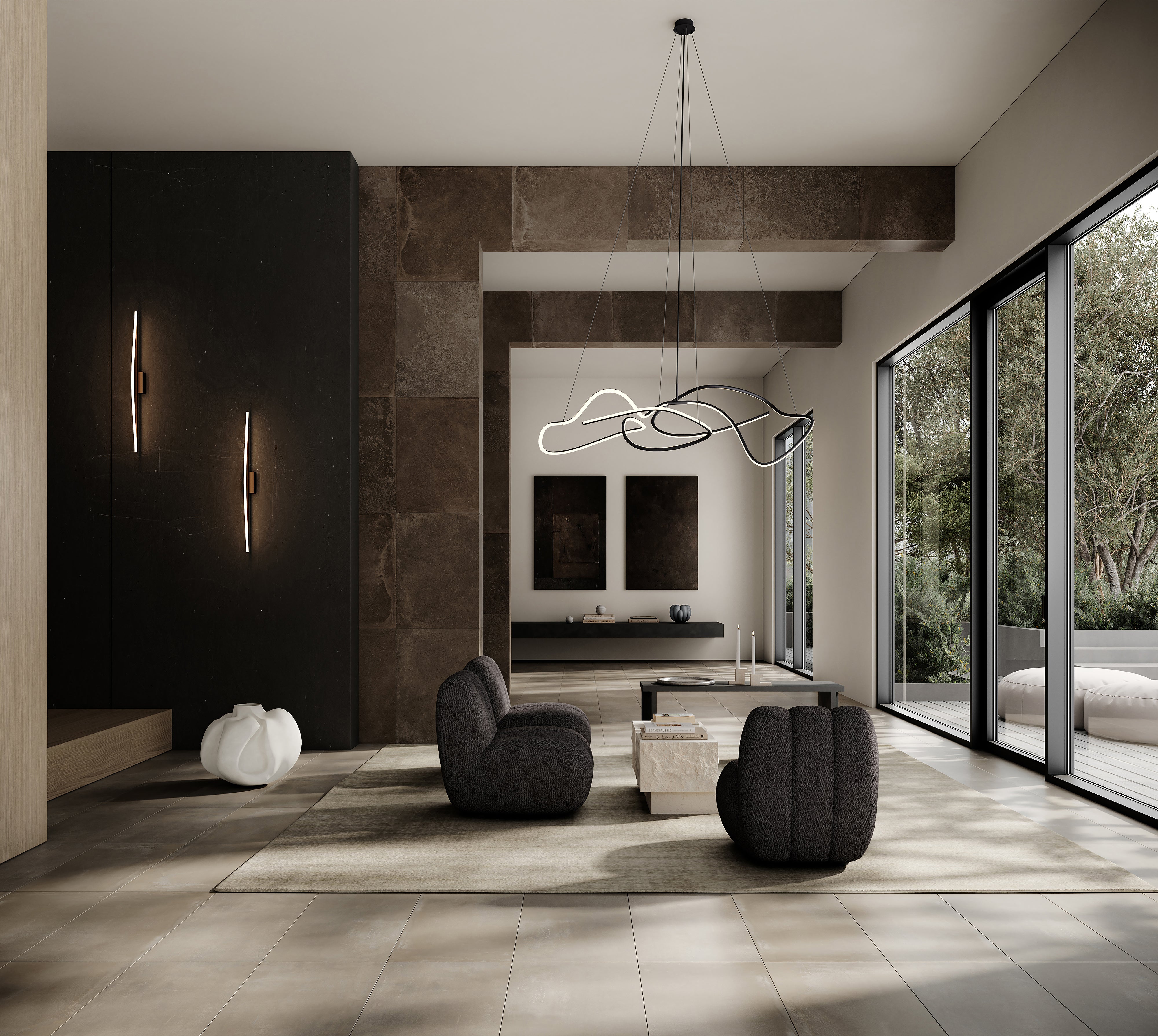 GHOST chandelier burnt black