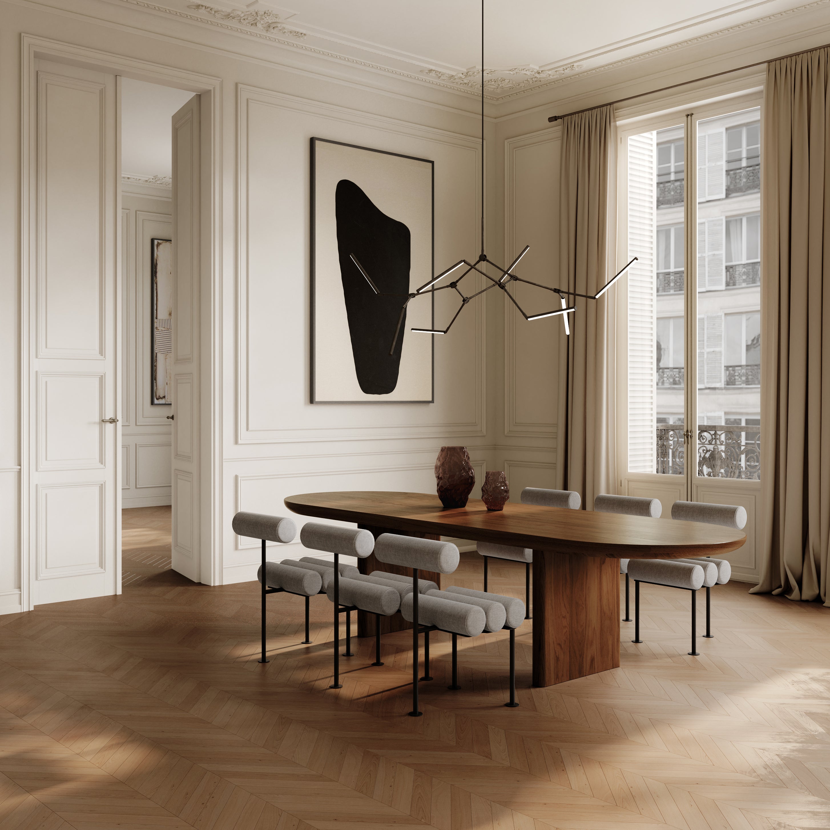 HIRO chair beige with black base