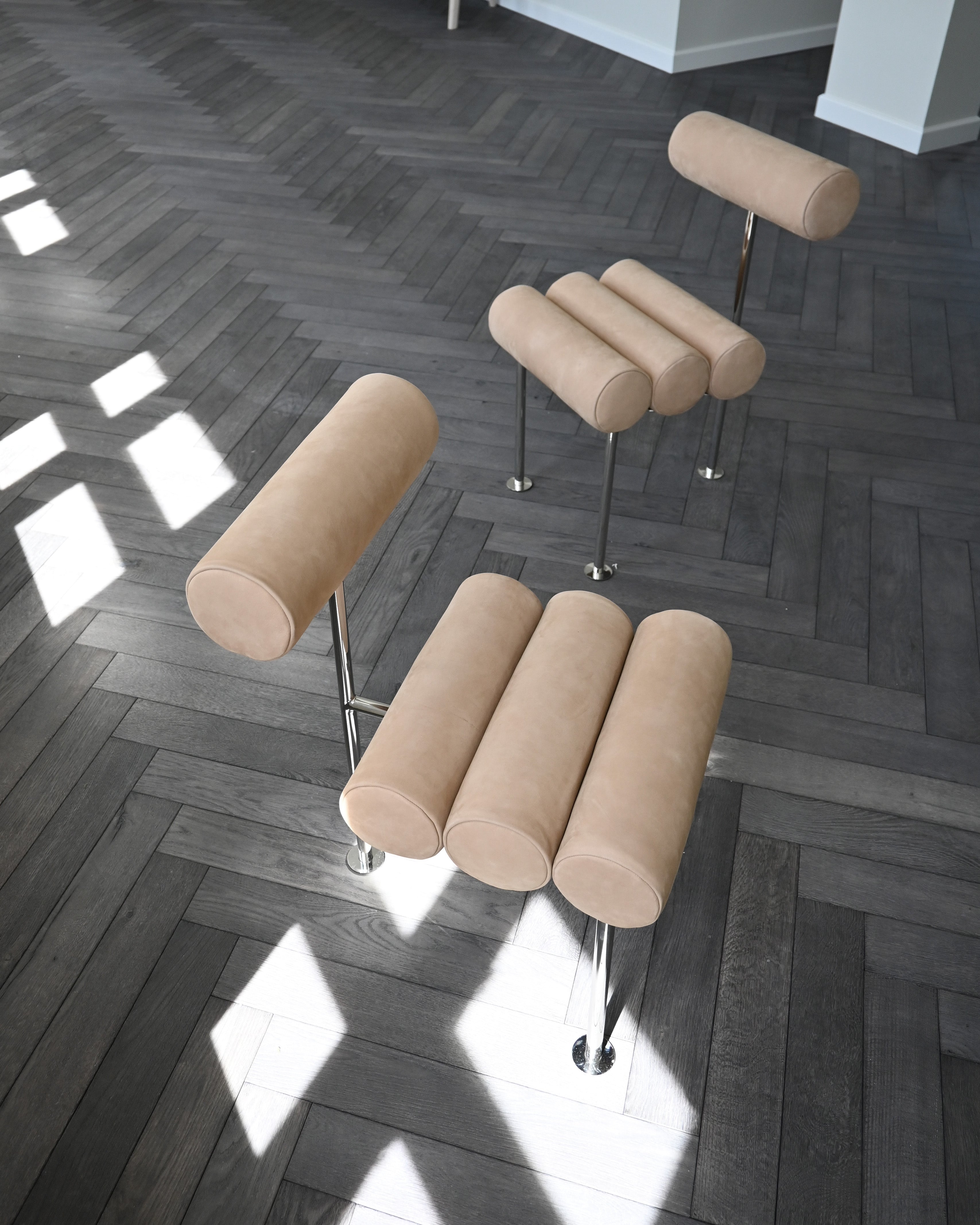 HIRO chair warm beige with chrome base