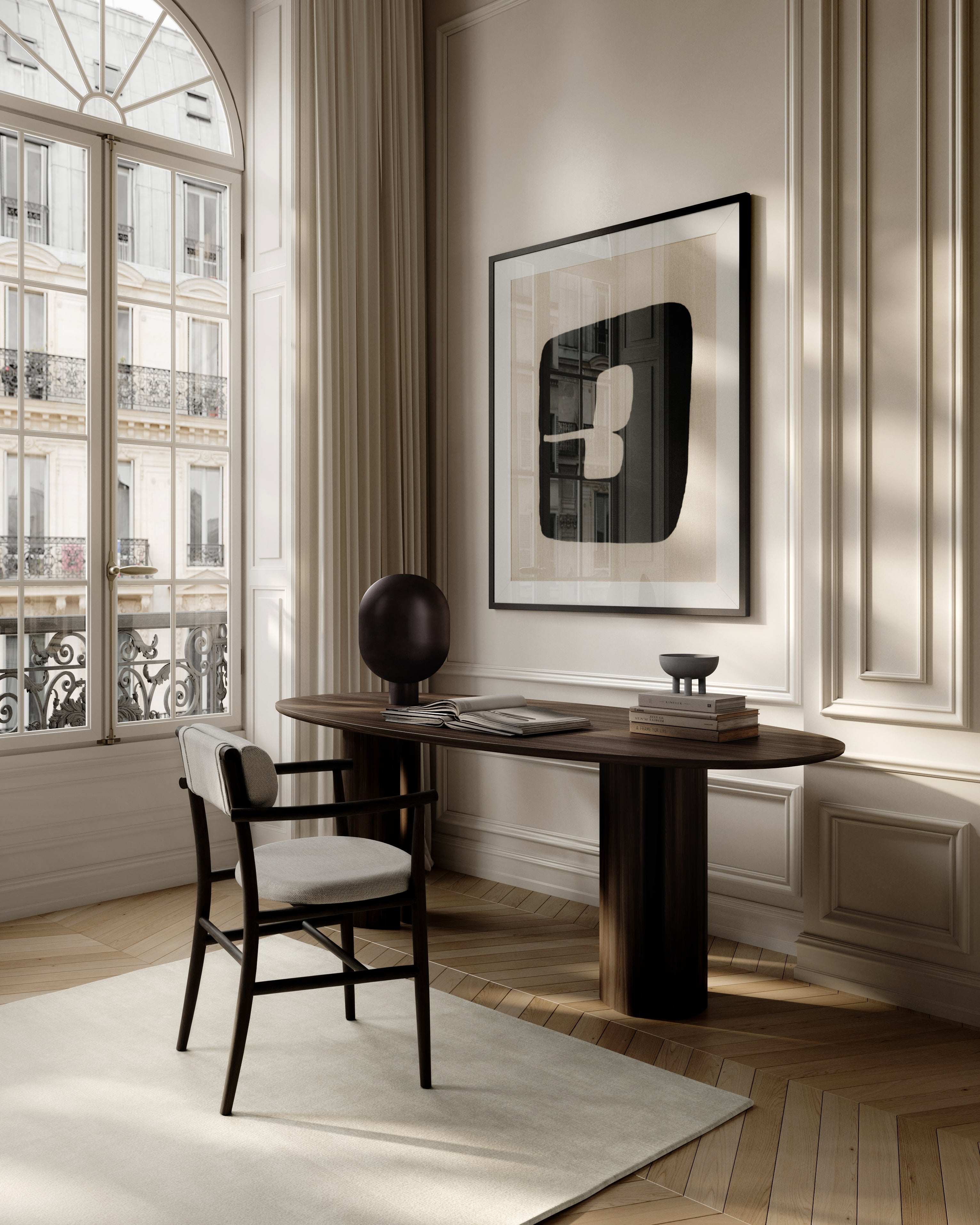 Armchair with Armrests NAMA beige with black base