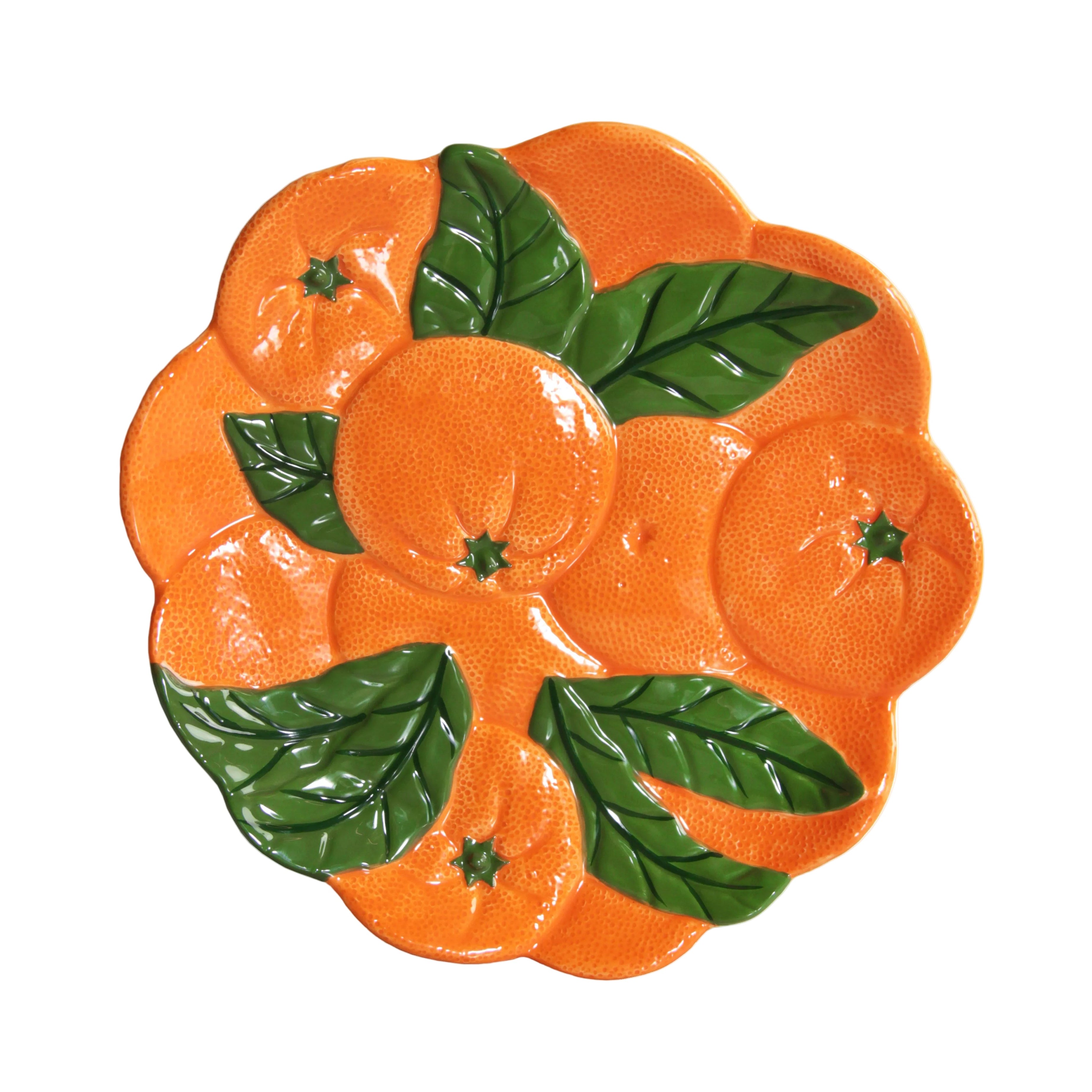 ORANGE platter in orange with green