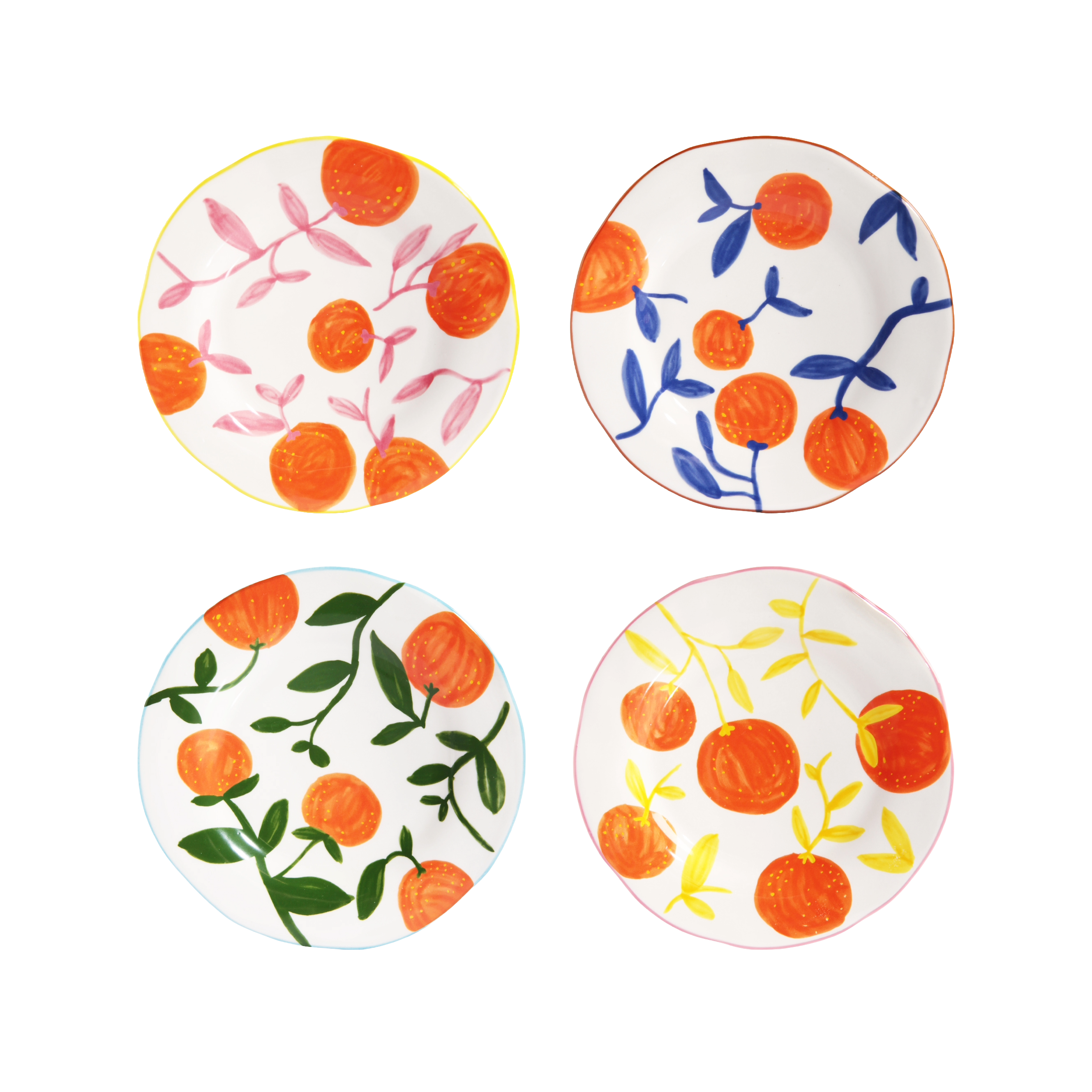 ORANGE TWIG Colorful Stoneware Plate Set