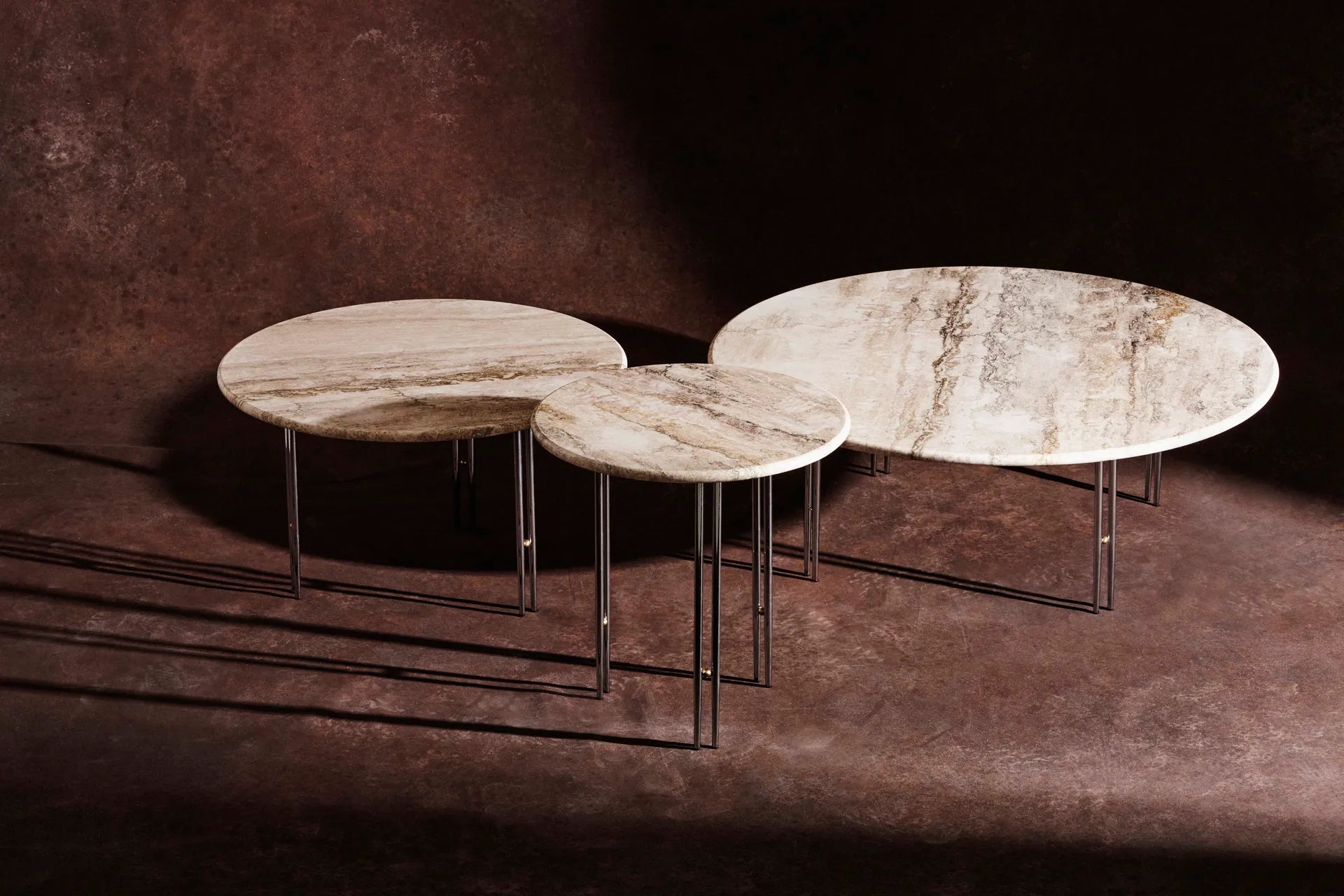 IOI travertine coffee table with chrome base