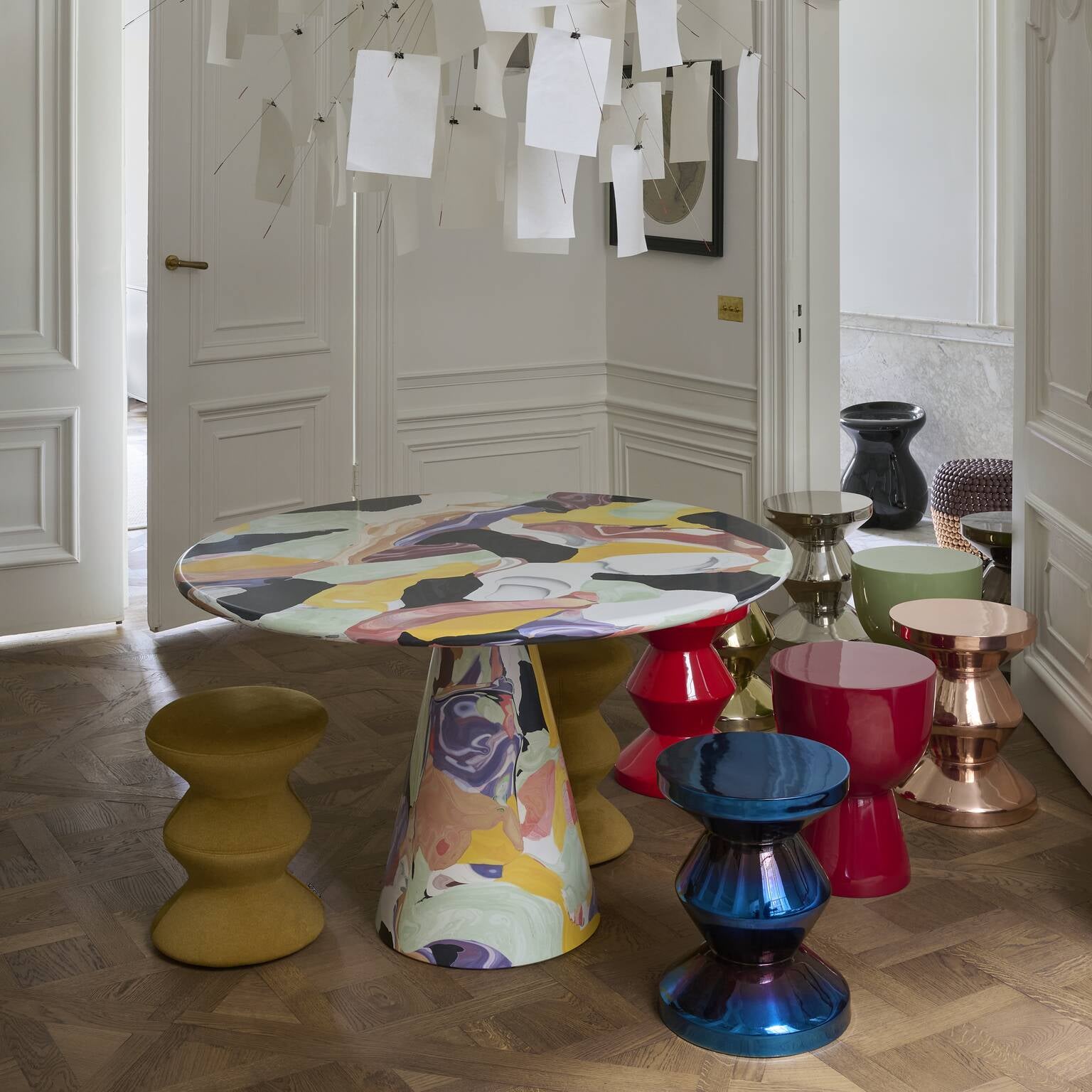 ZIG ZAG METAL Copper Stool