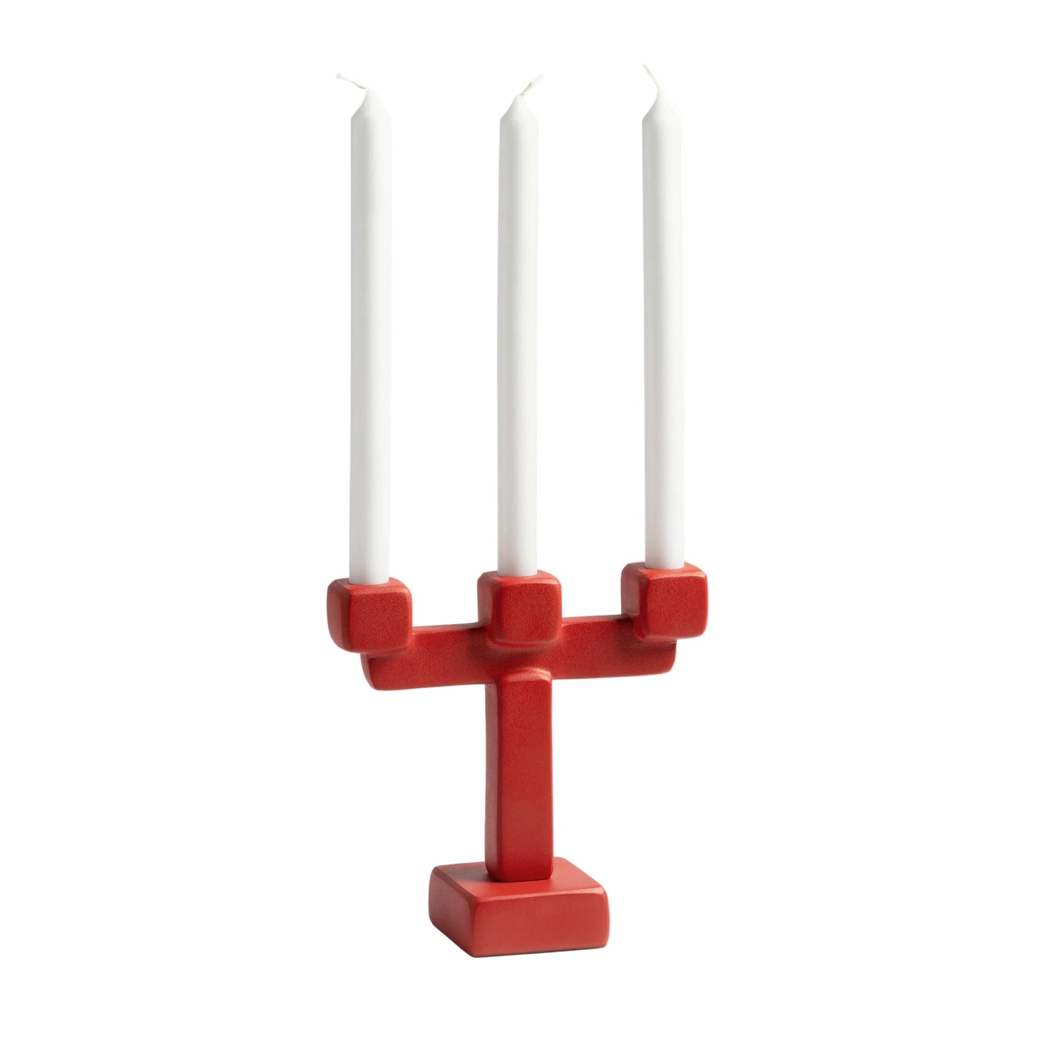 Three-Arm Candle Holder CHUNK Red