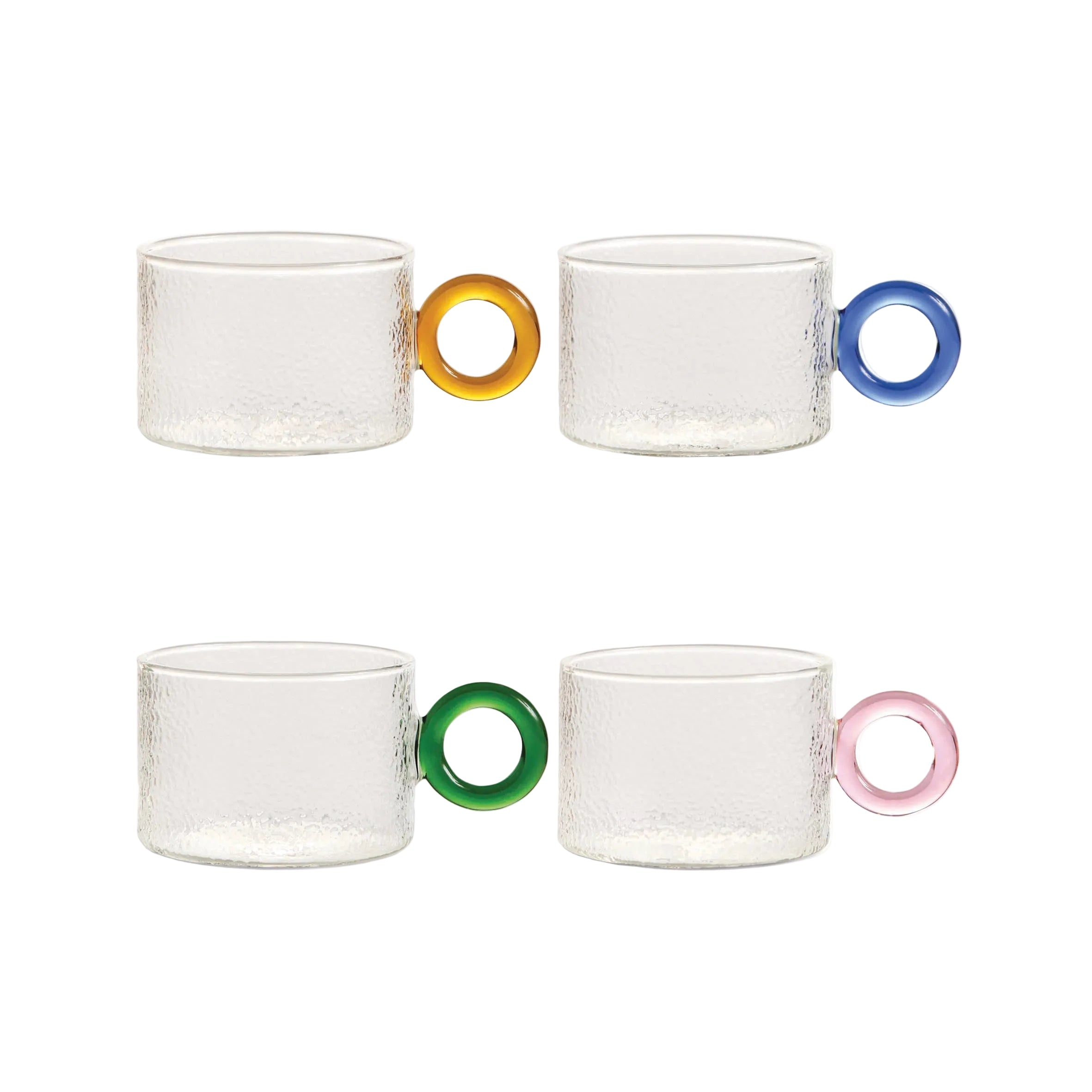 CHIQUITO Glass Cup Set with Colorful Handles