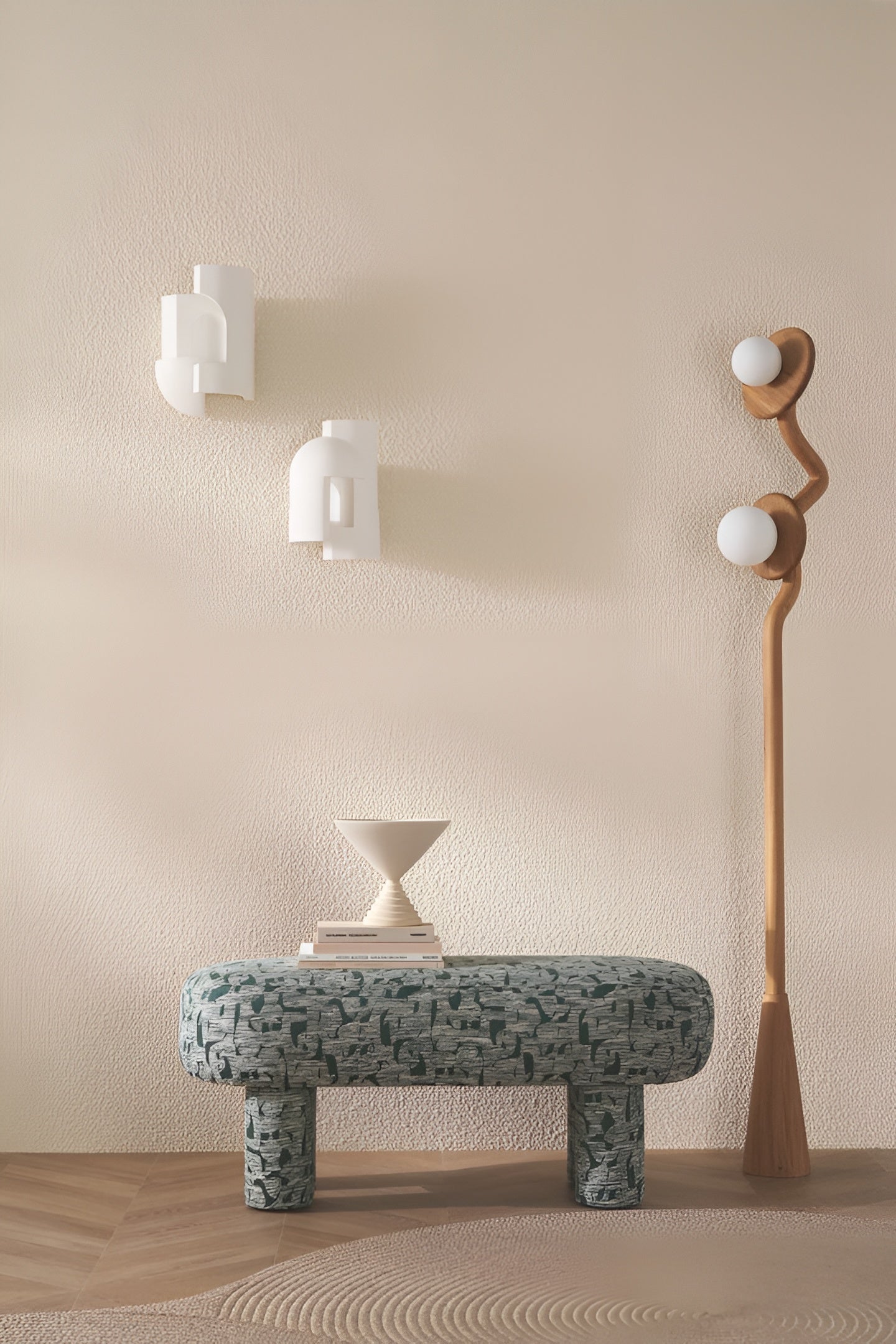 Textured textile wallpaper boucle ETREINTE - IVORY ivory