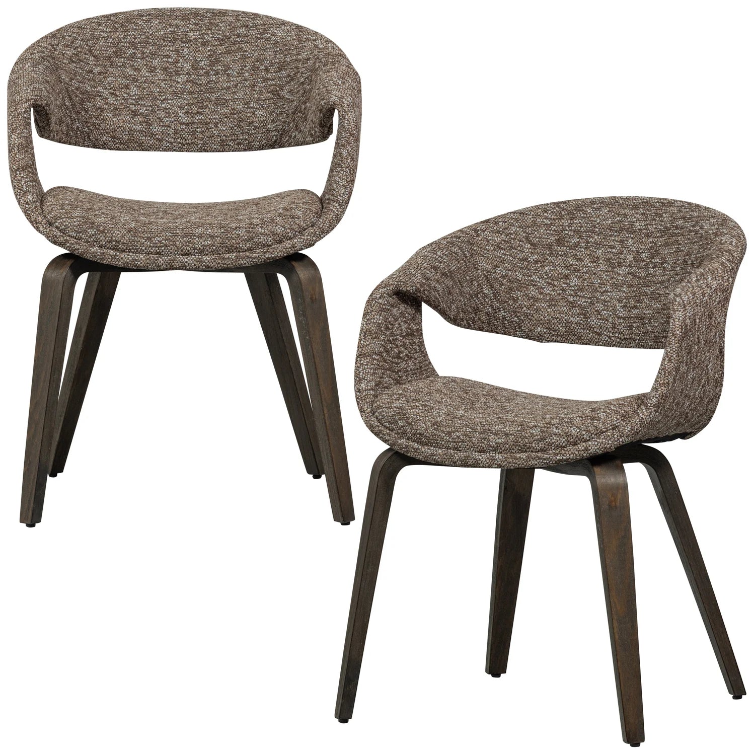 YOSSI Armchair in Brown with Dark Brown Wooden Base