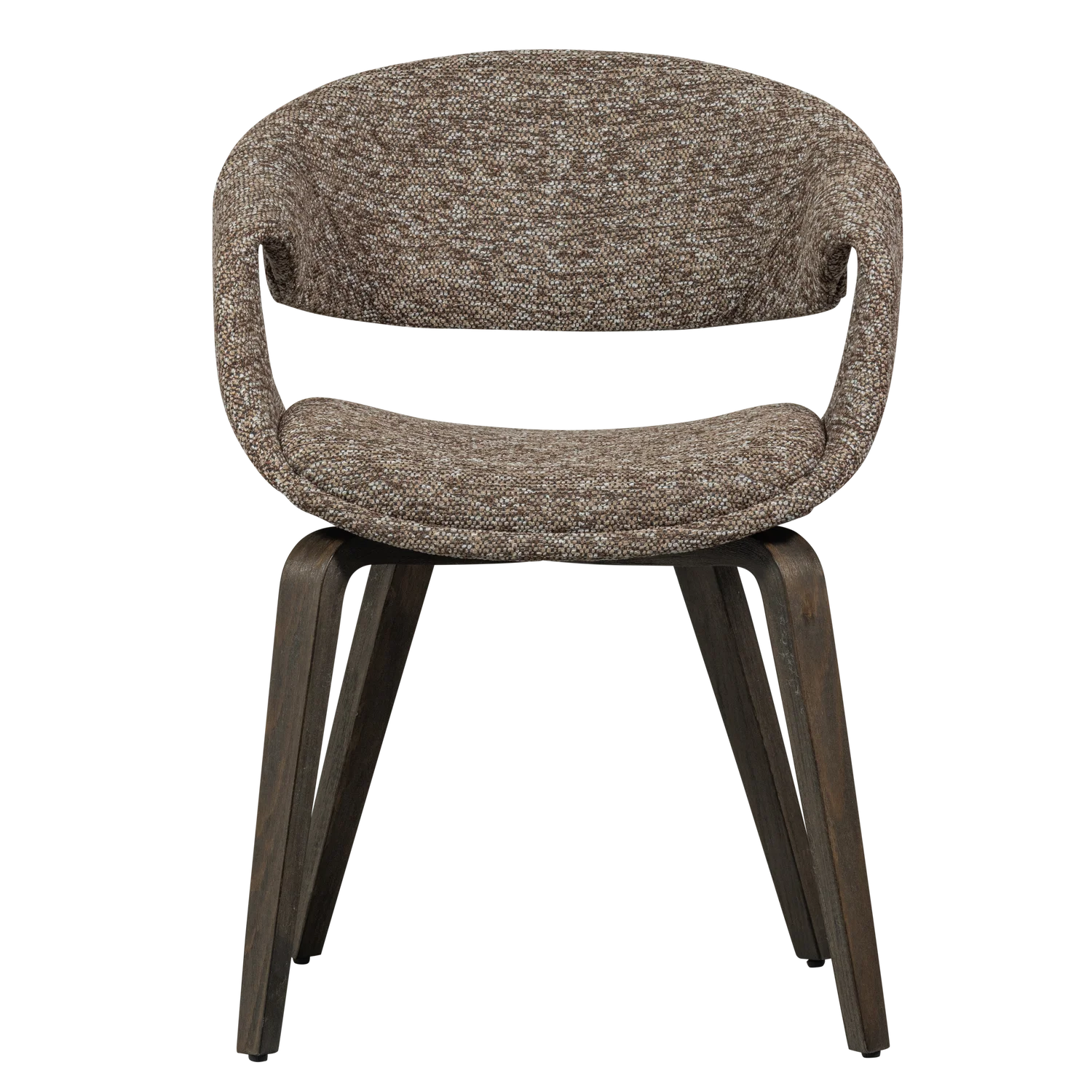 YOSSI Armchair in Brown with Dark Brown Wooden Base