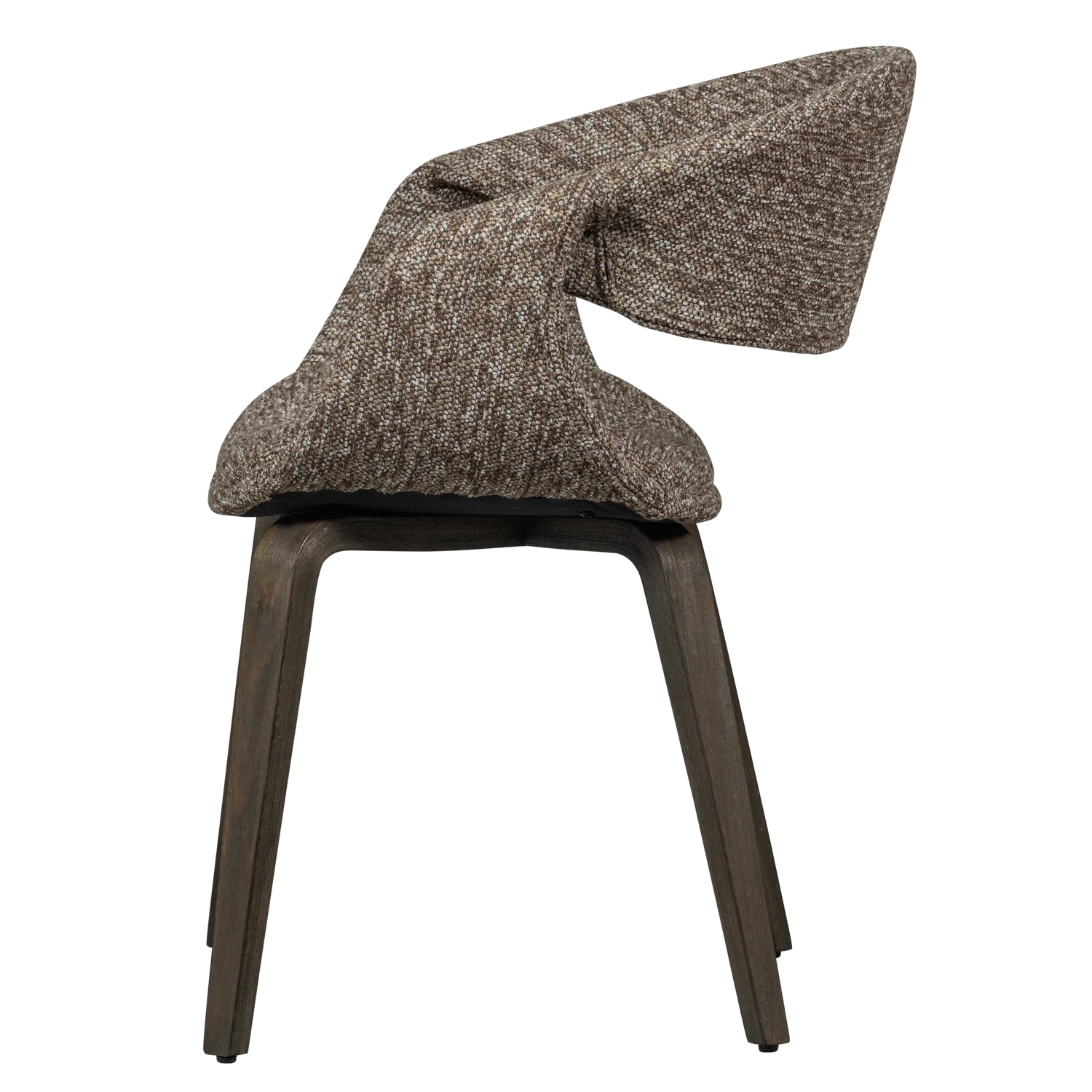 YOSSI Armchair in Brown with Dark Brown Wooden Base