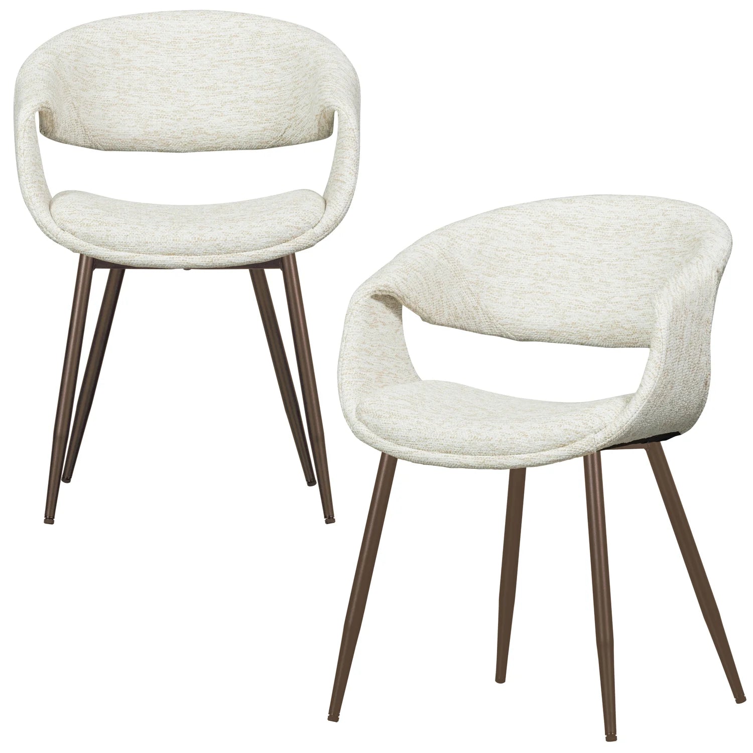 YOSSI Armchair in White with Brown Metal Base