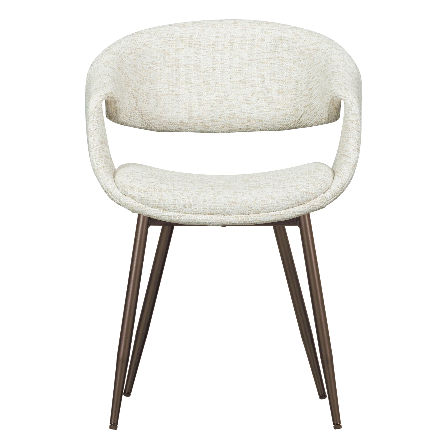 YOSSI Armchair in White with Brown Metal Base