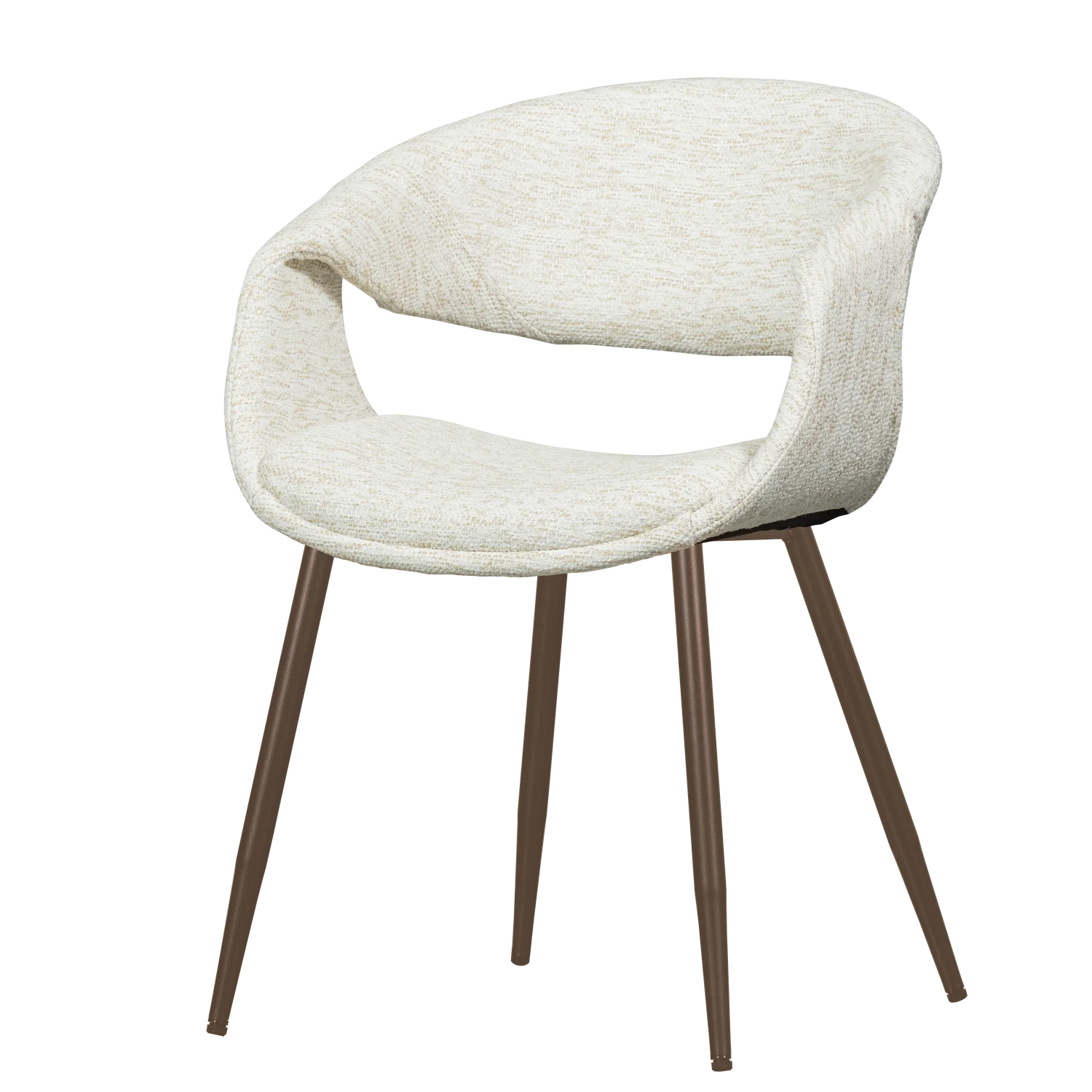 YOSSI Armchair in White with Brown Metal Base