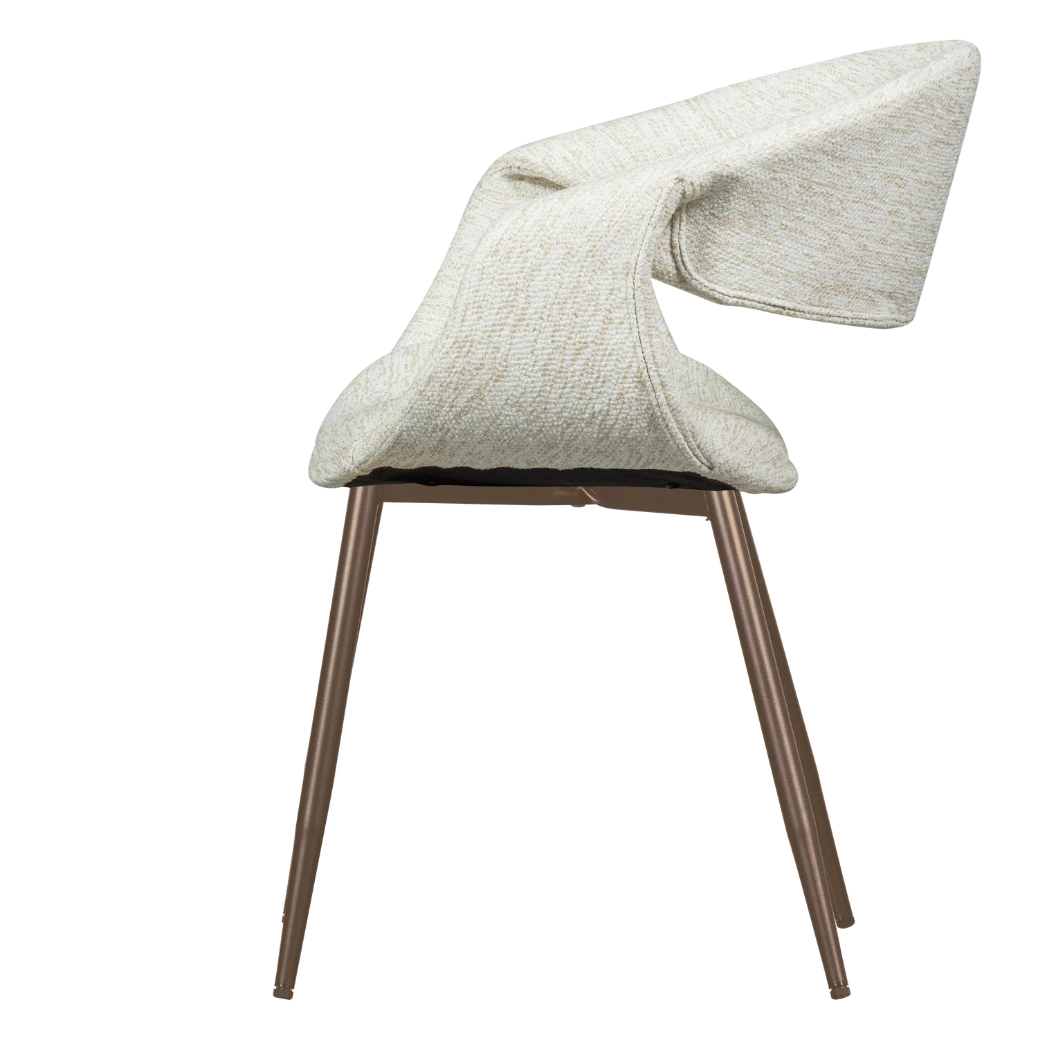 YOSSI Armchair in White with Brown Metal Base