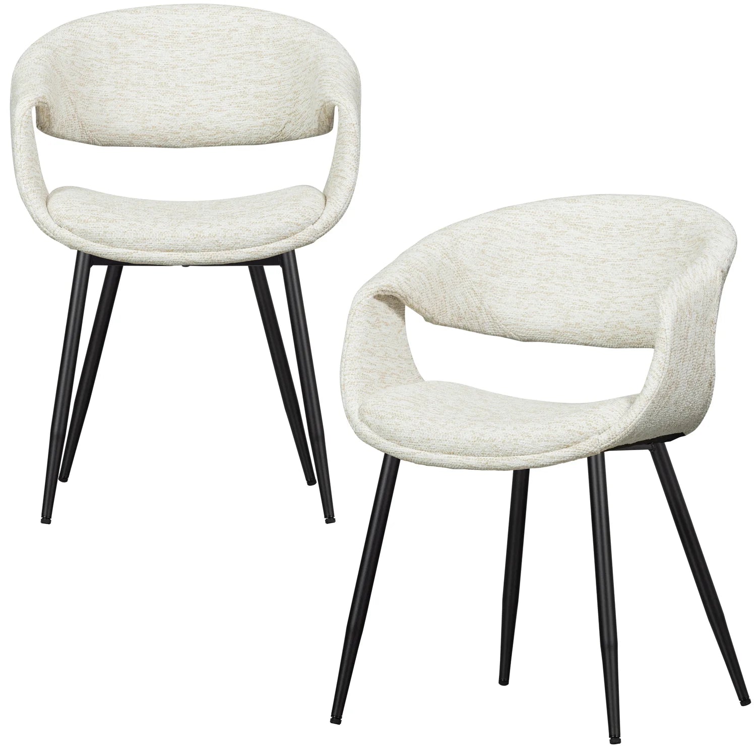 YOSSI Cream Armchair with Black Metal Base