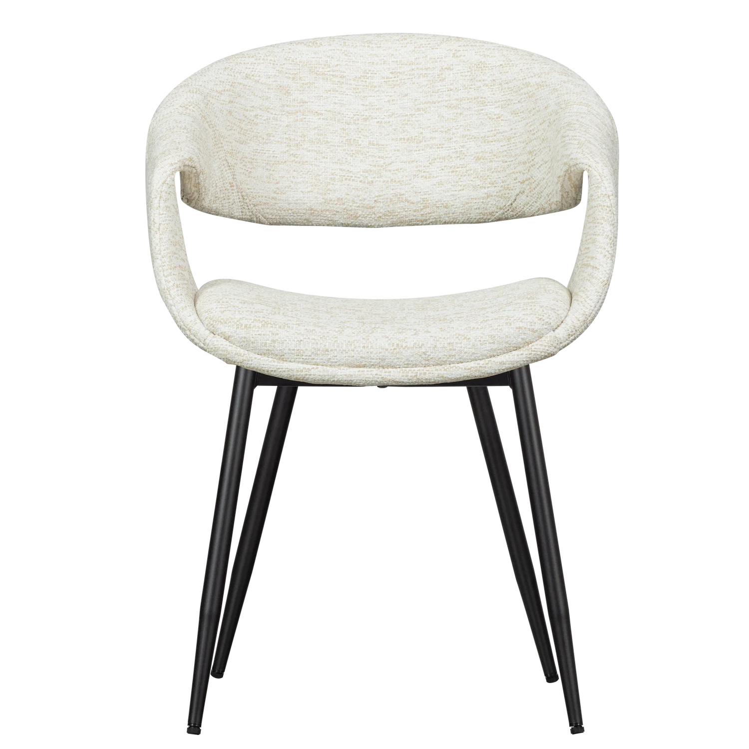 YOSSI Cream Armchair with Black Metal Base