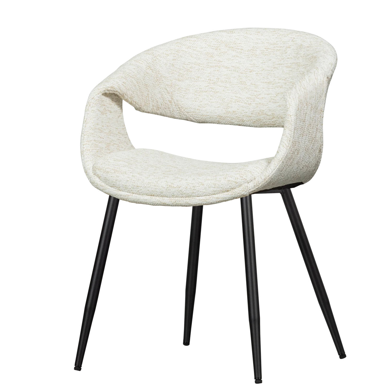 YOSSI Cream Armchair with Black Metal Base