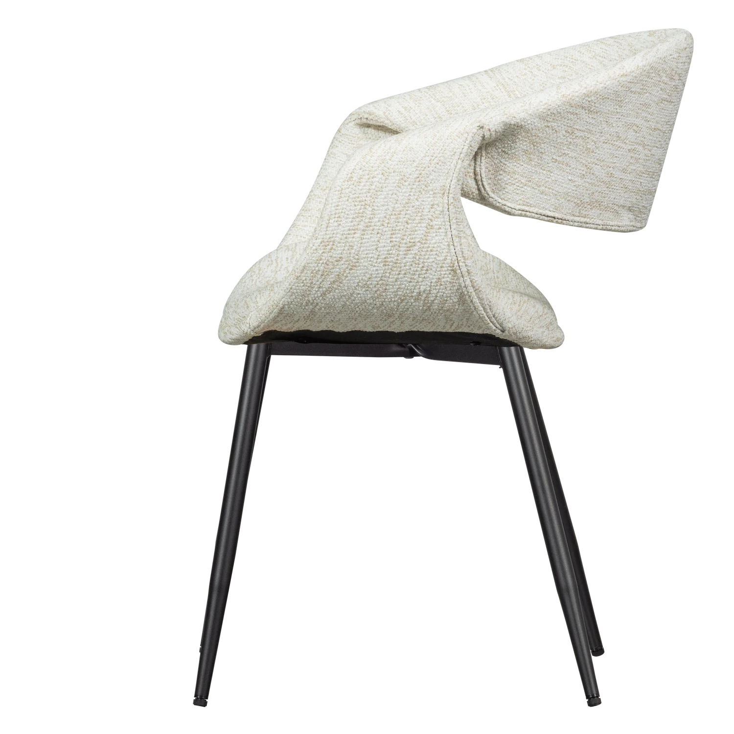 YOSSI Cream Armchair with Black Metal Base