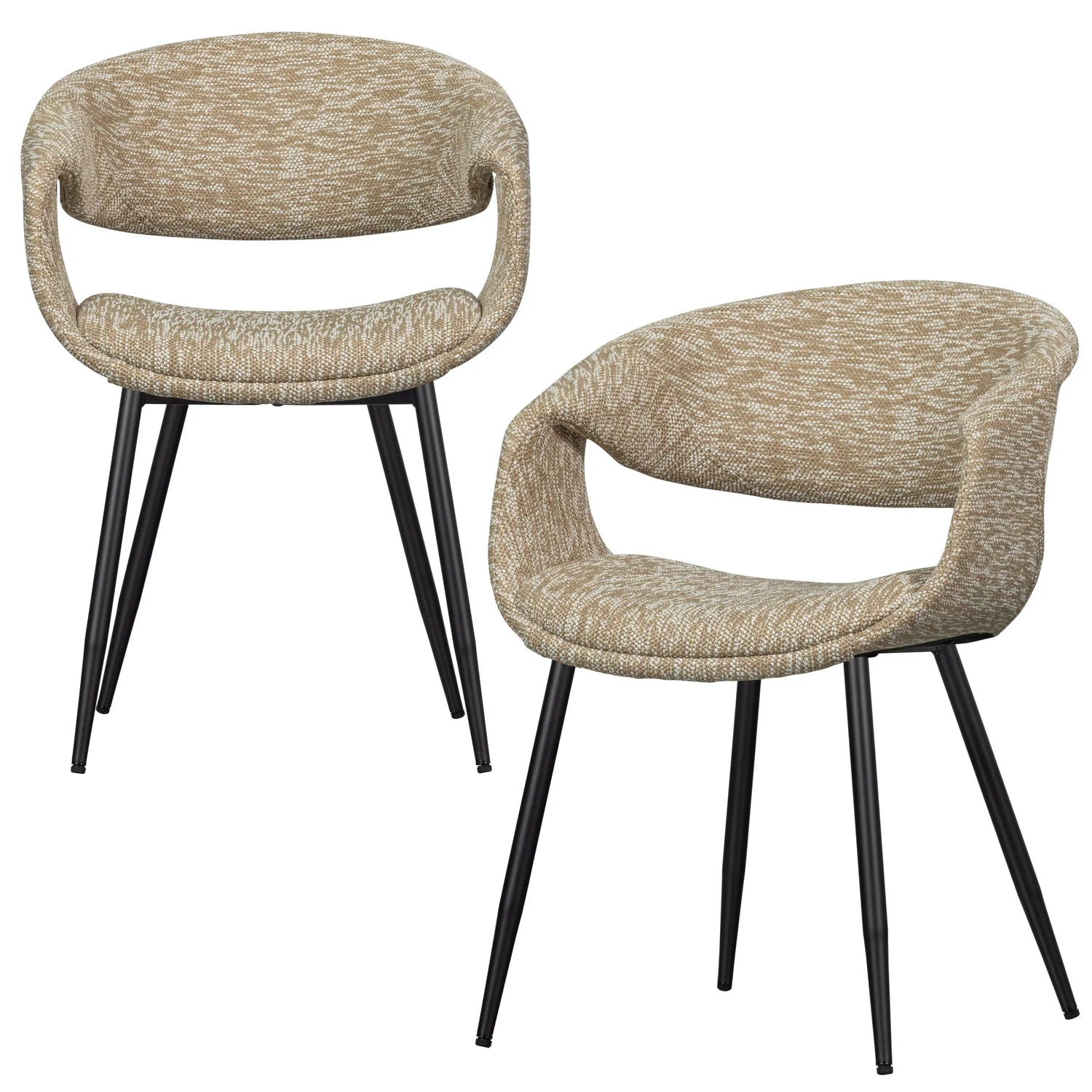YOSSI Armchair beige with black metal base