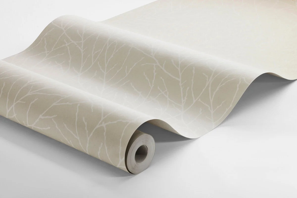 Non-woven paper wallpaper with a plant pattern IVAR beige