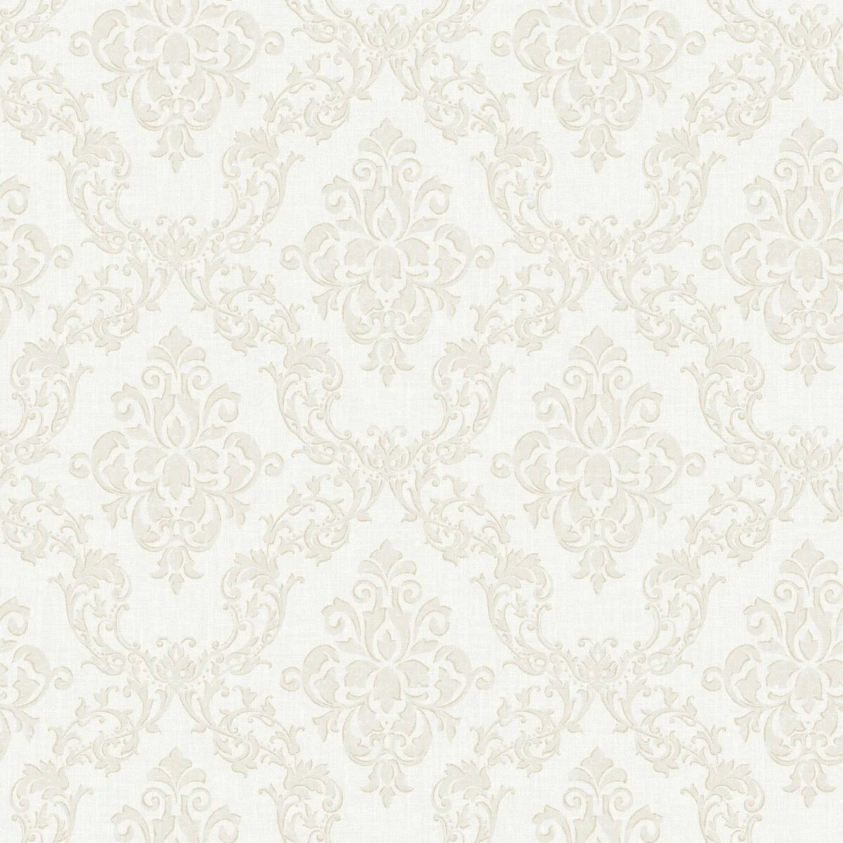 Non-woven paper wallpaper with medallions OTTILIA white with beige