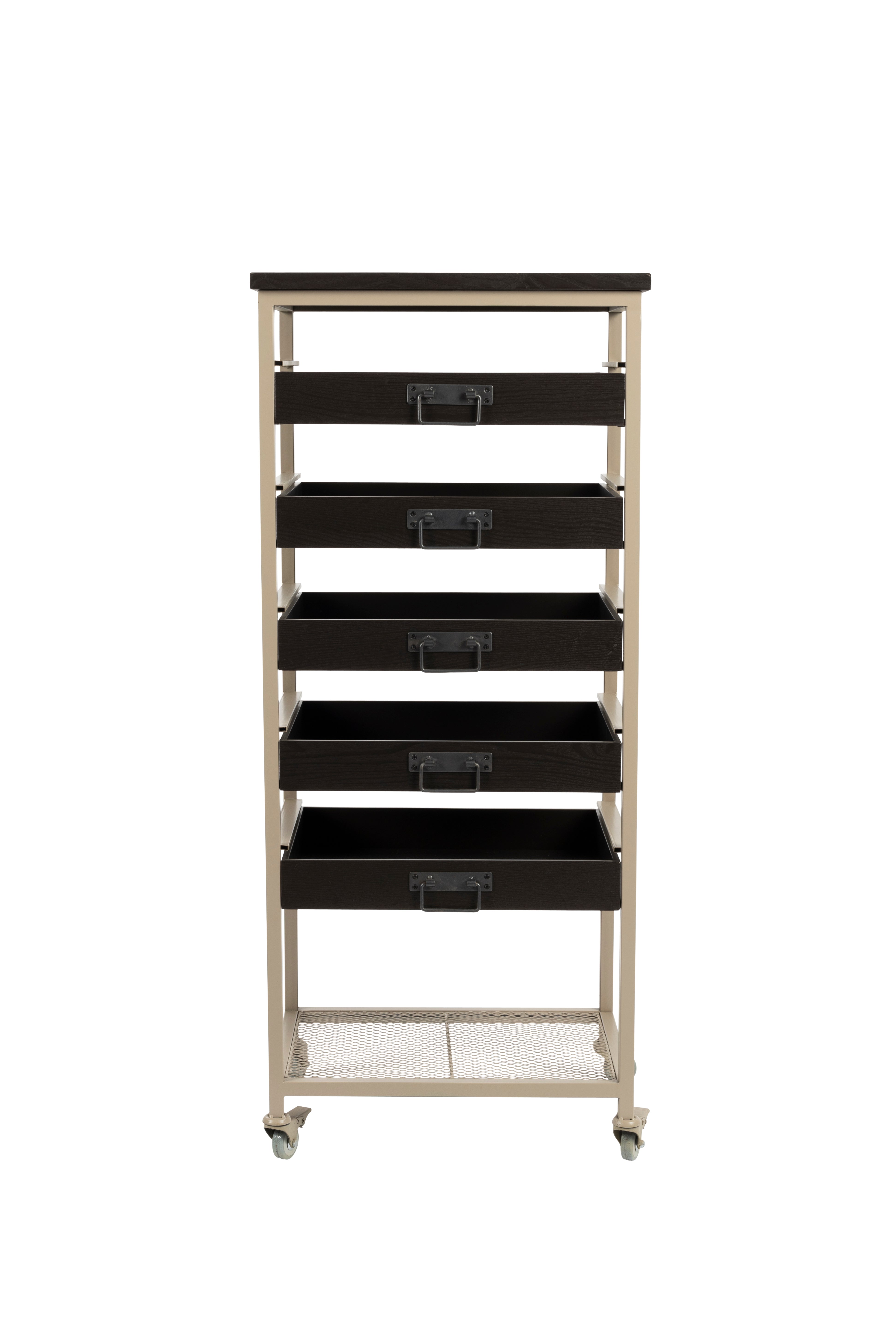 Regalschrank im Loft-Stil auf Rollen BOTAN grau-beige