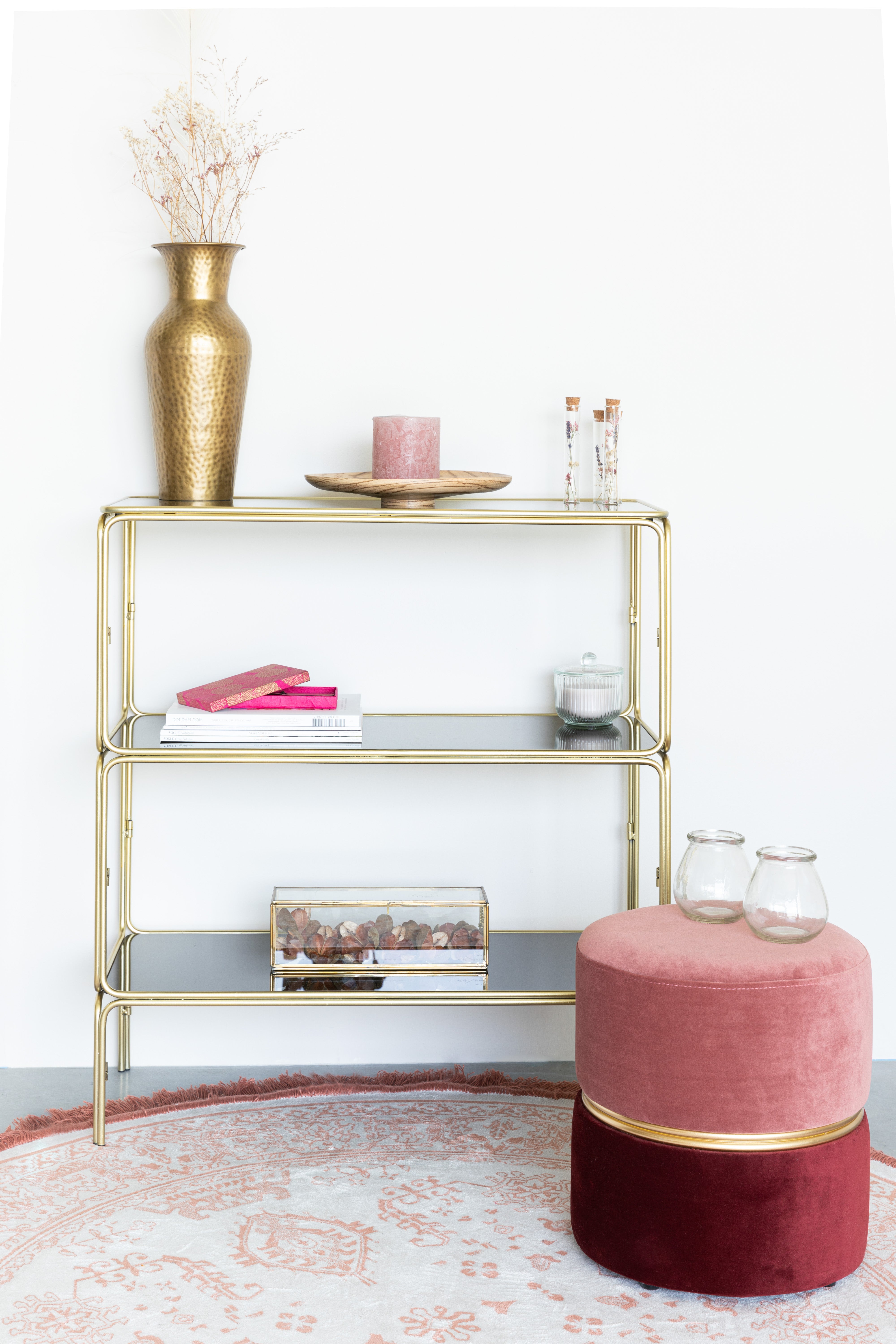 Regal LIAH Glas mit goldenem Fuß
