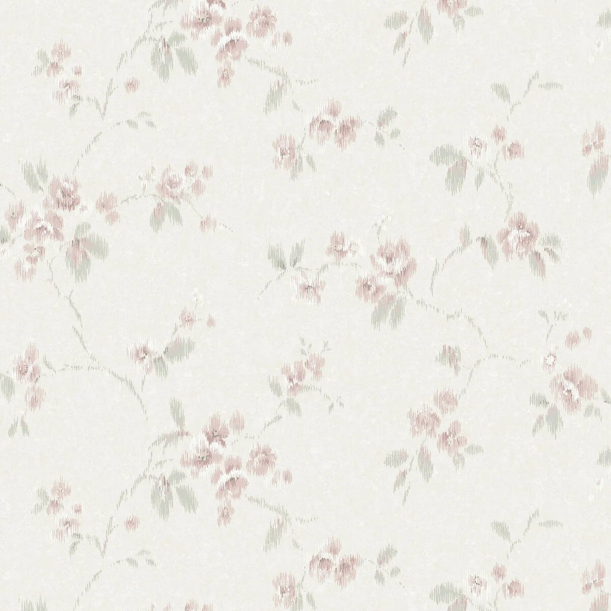 Non-woven paper wallpaper with a floral VINTAGE ROSE pattern in beige