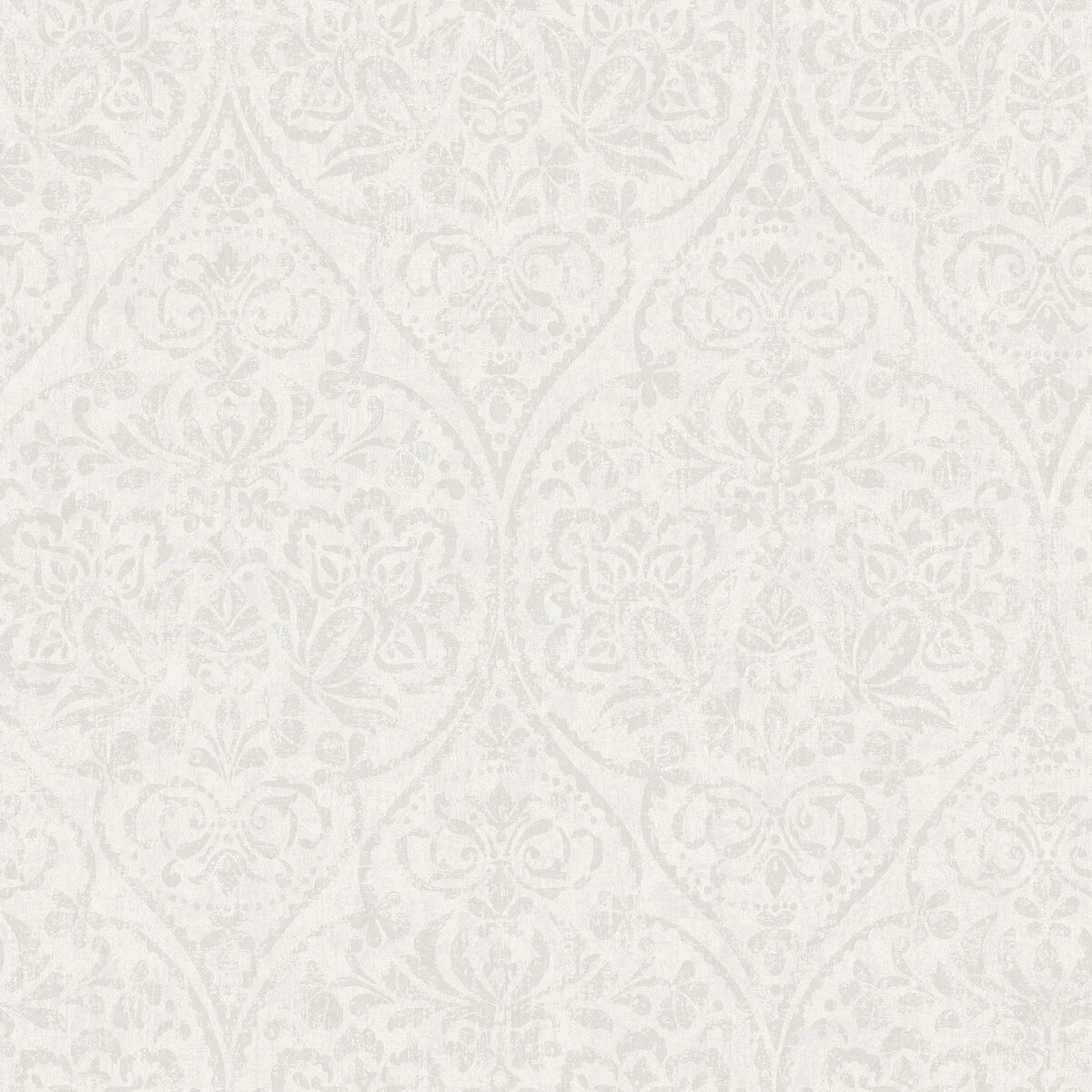 Non-woven paper wallpaper in Hidden Medallion design, gray-beige