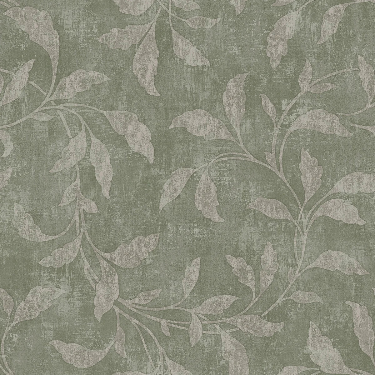 Non-woven paper wallpaper with a floral pattern ROSEWOOD NIGHT green