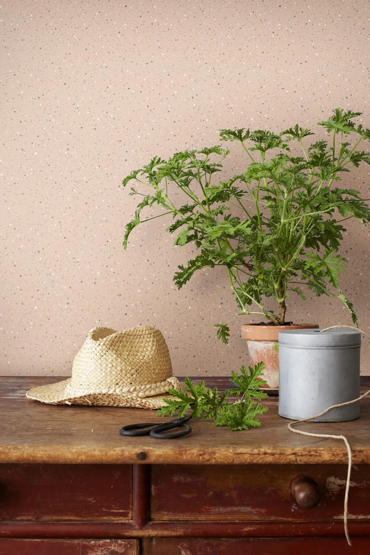 Non-woven paper wallpaper with dots JOHAN pink