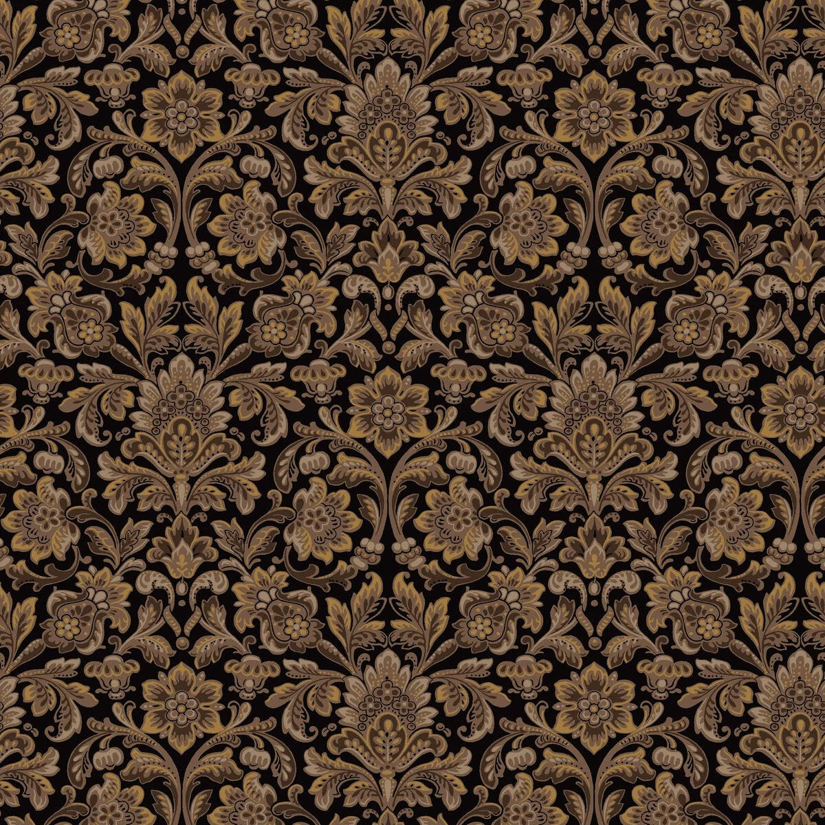 Non-woven paper wallpaper with a plant pattern FOGLAVIK brown with black