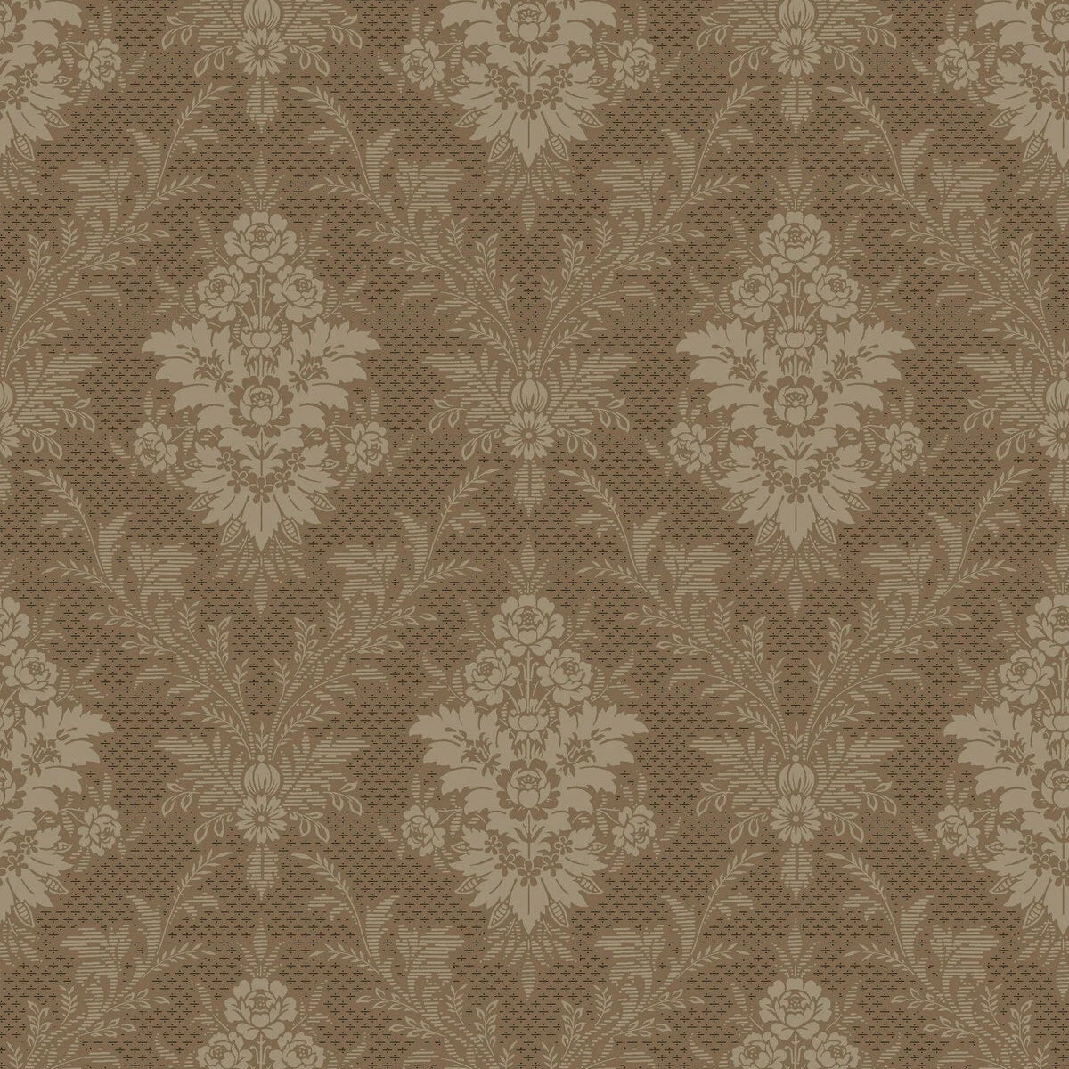 Non-woven paper wallpaper with a floral pattern SOFIA brown with beige